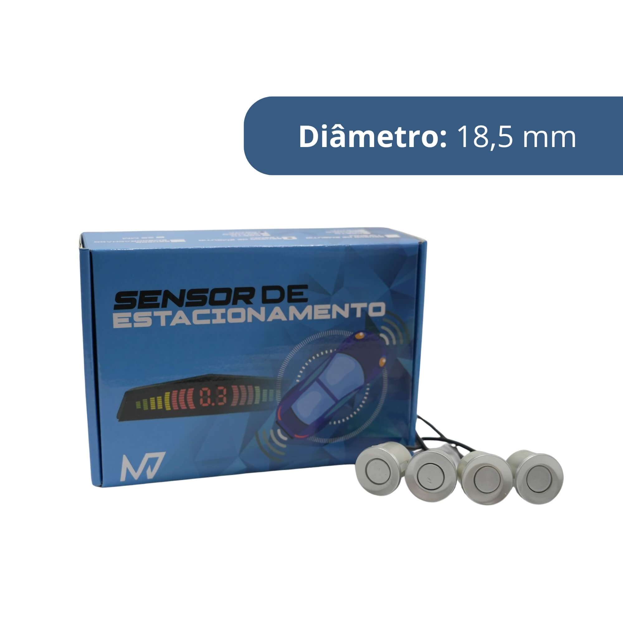 Sensor de Estacionamento de Sobrepor Prata 18,5MM JR8 - JAM7SEMPT185