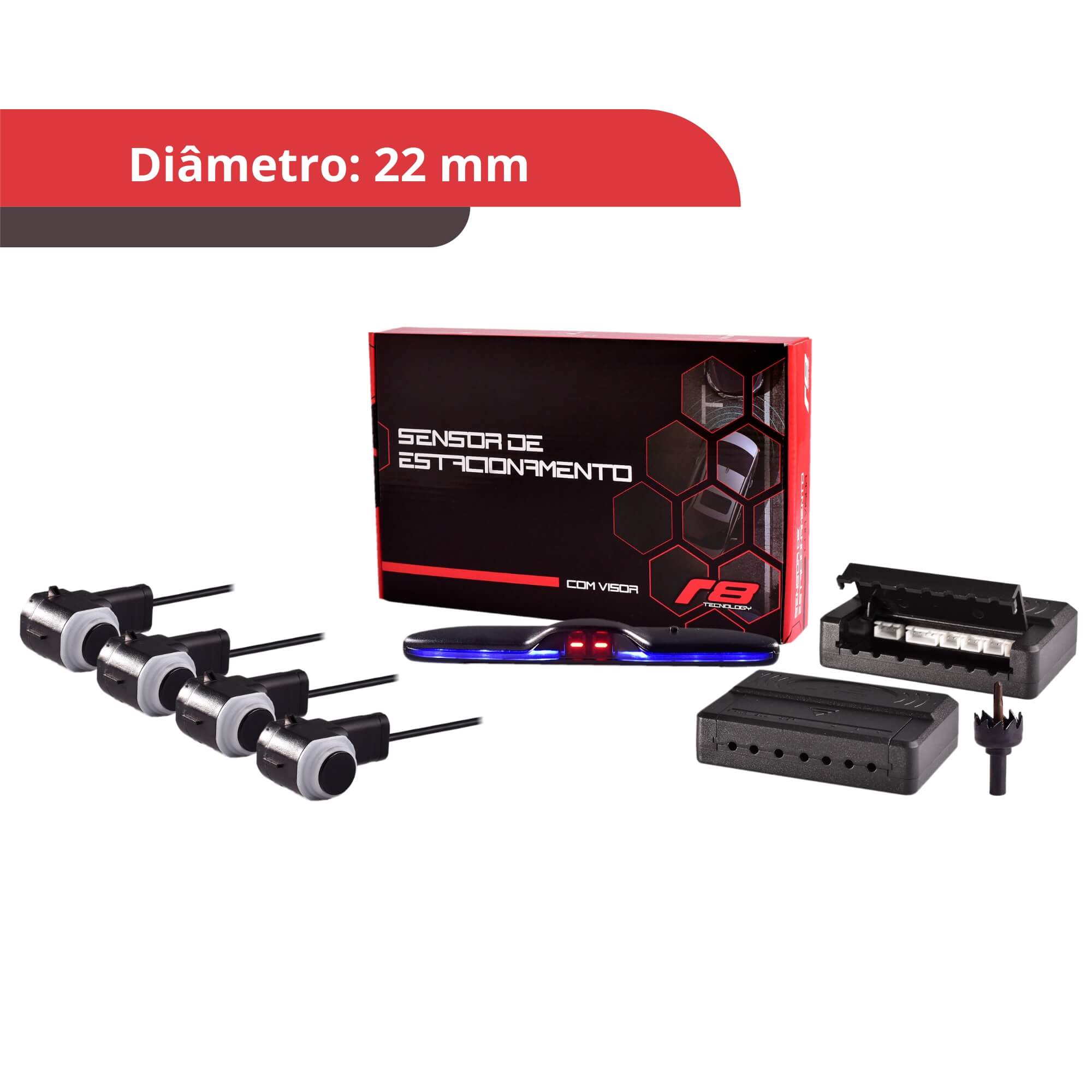 Sensor de Estacionamento Emborrachado Preto 20mm JR8 - JAM7BORR20
