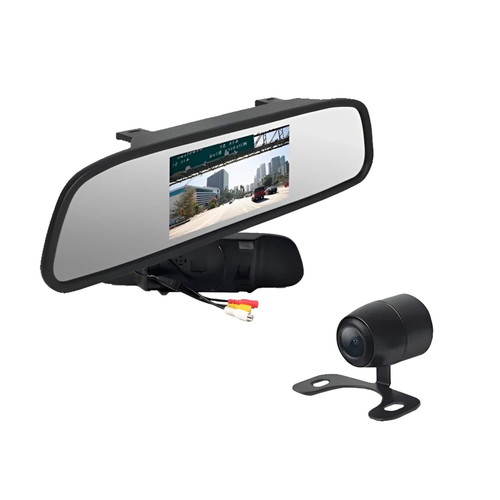 Kit Espelho Retrovisor M7 Display LCD 4.3'' com Câmera de Ré Borboleta JR8 - JT30RETRCAMM7