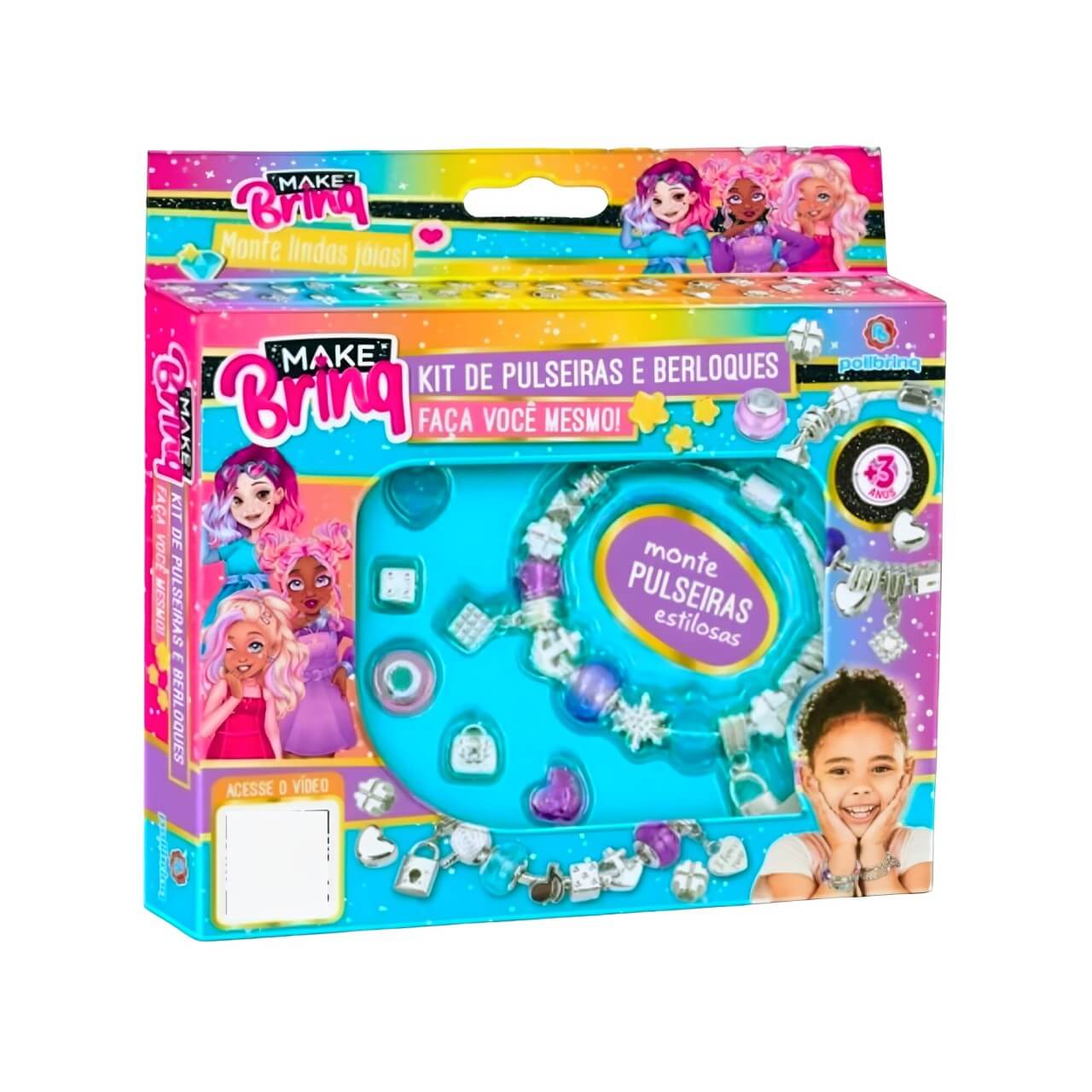 Brinquedo Kit Pulseira Miçangas Berloques Joias Infantil Menina Polibrinq - MK24