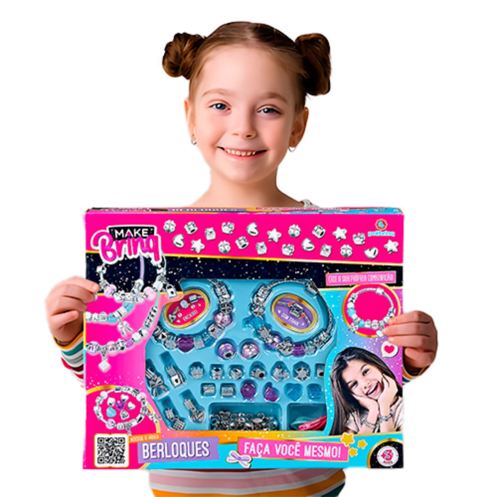 Kit Infantil de Beleza Make Brinq Pulseiras e Berloques Polibrinq - MK27