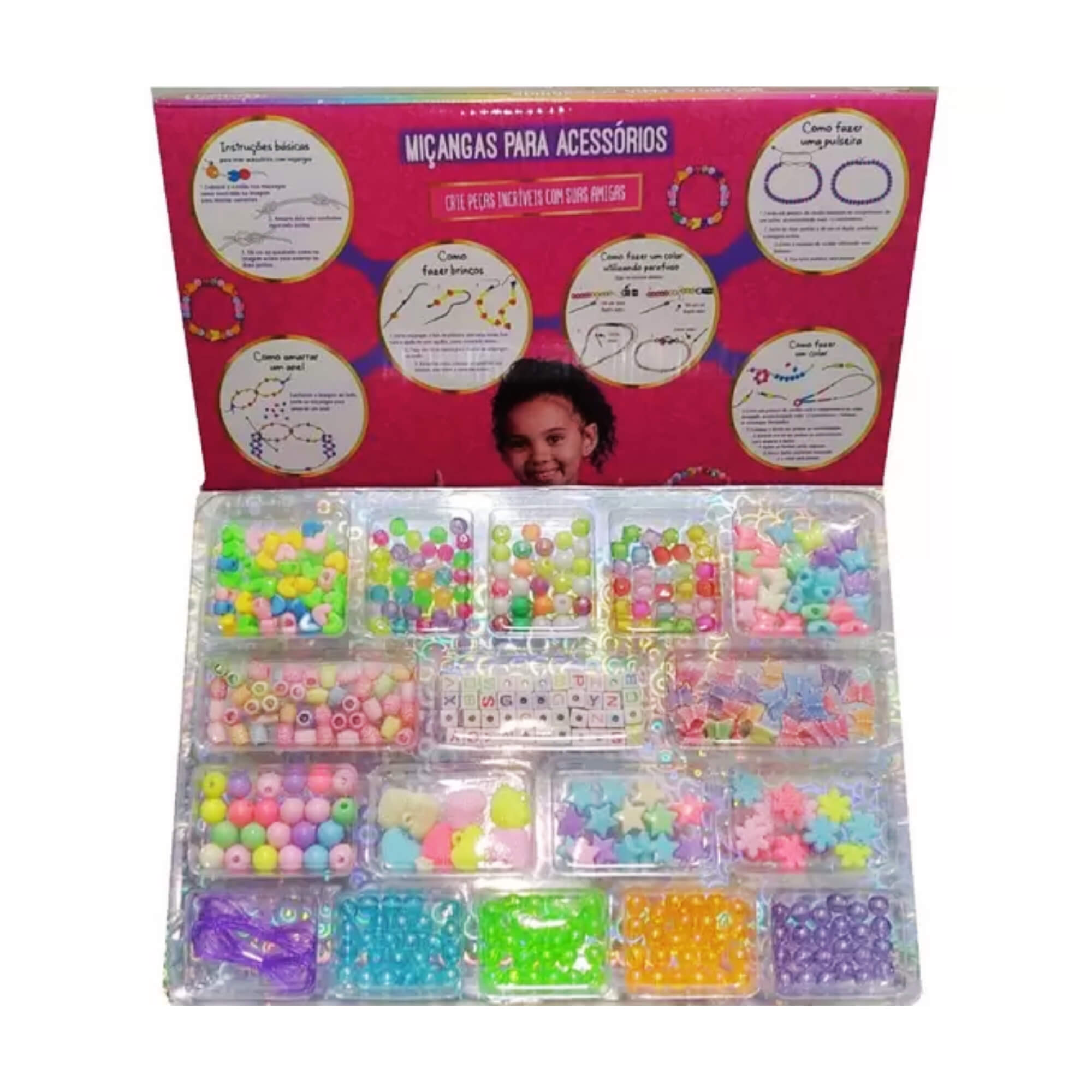 Kit Infantil de Miçangas para Acessórios Faça Você Mesmo - Mk28