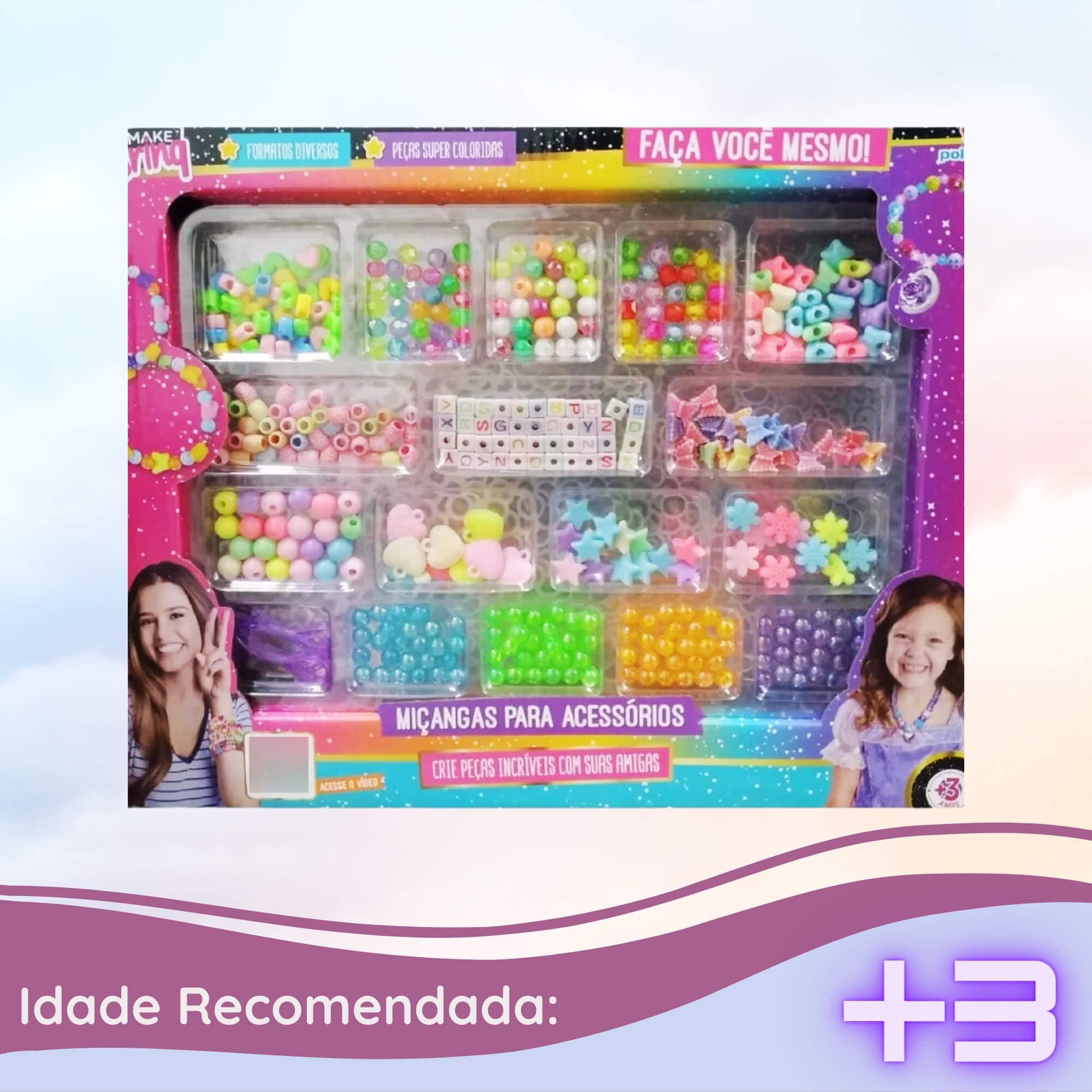 Kit Infantil de Miçangas para Acessórios Faça Você Mesmo - Mk28