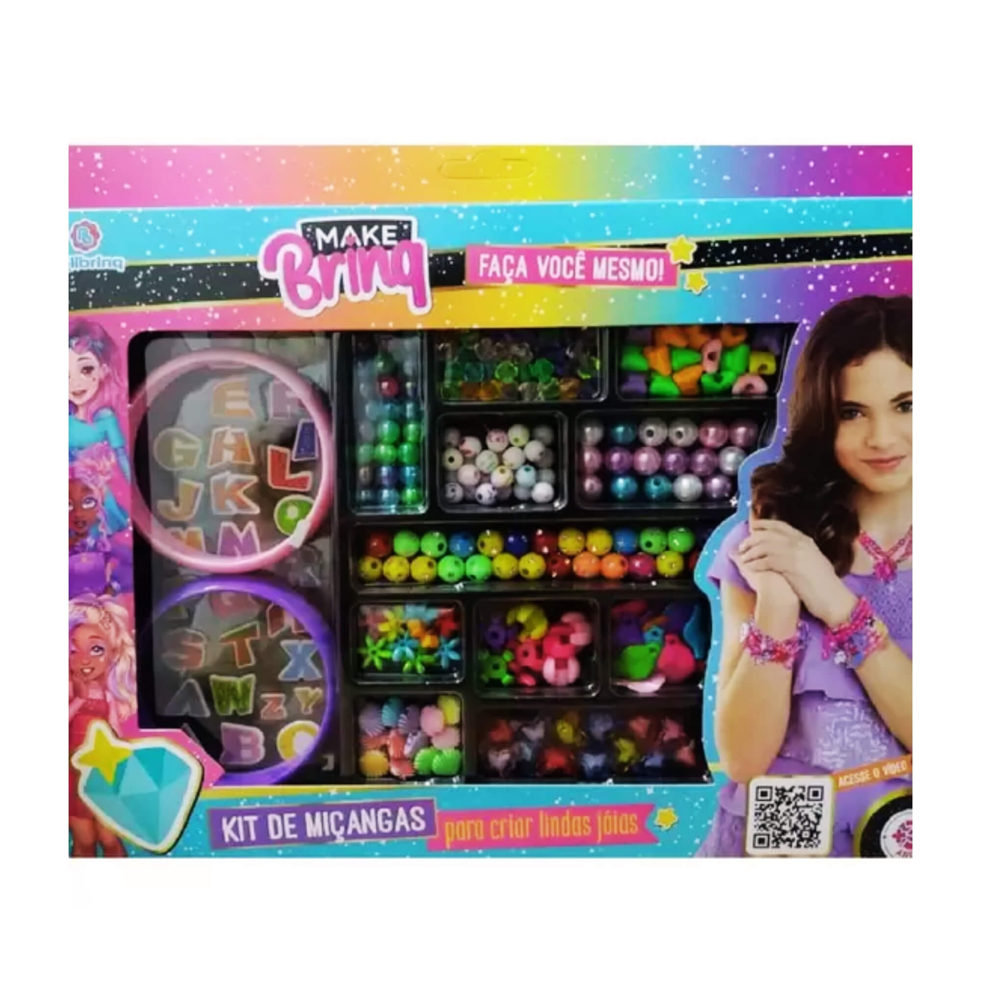 Kit Infantil com Miçangas e Braceletes Make Brinq Polibrinq - MK29