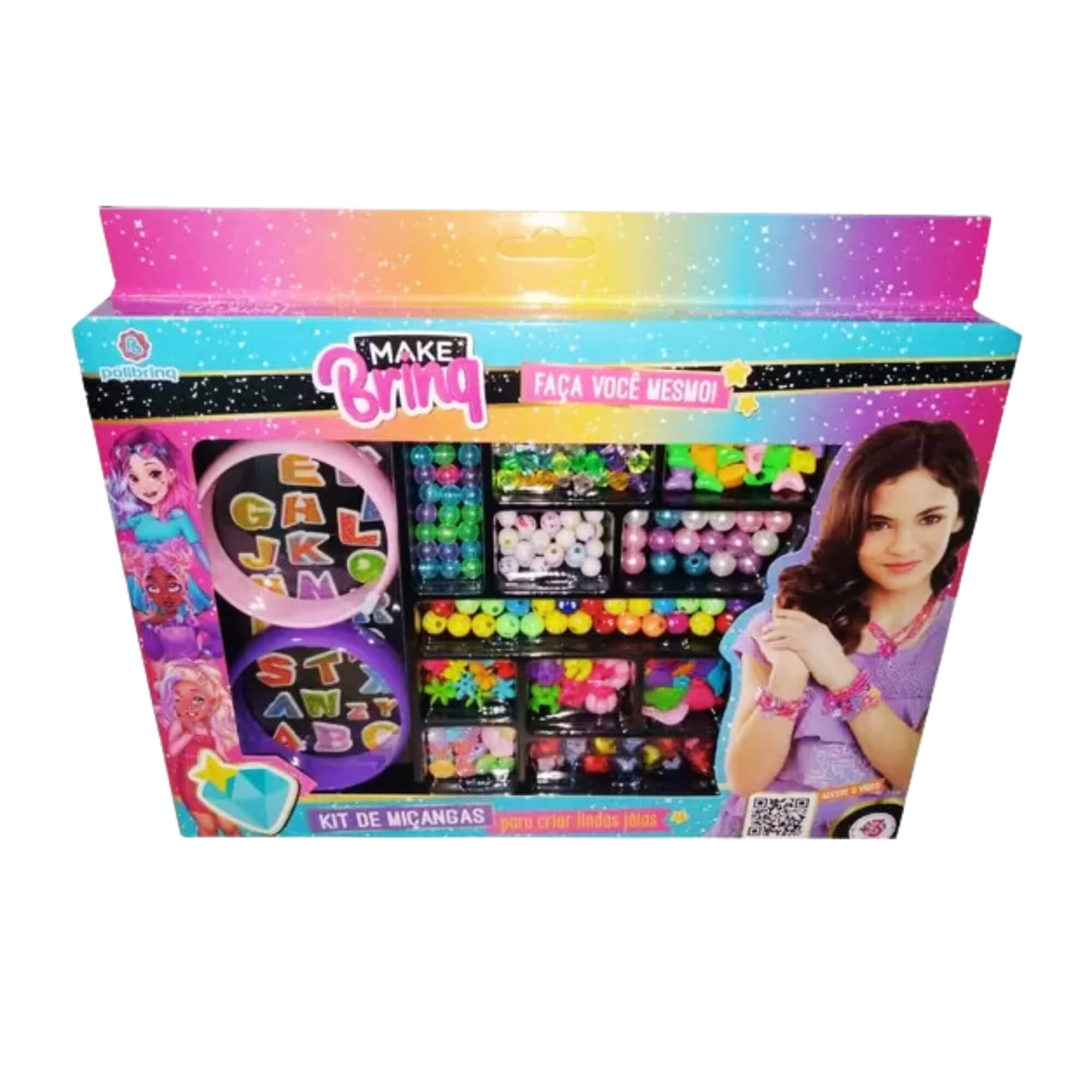 Kit Infantil com Miçangas e Braceletes Make Brinq Polibrinq - MK29