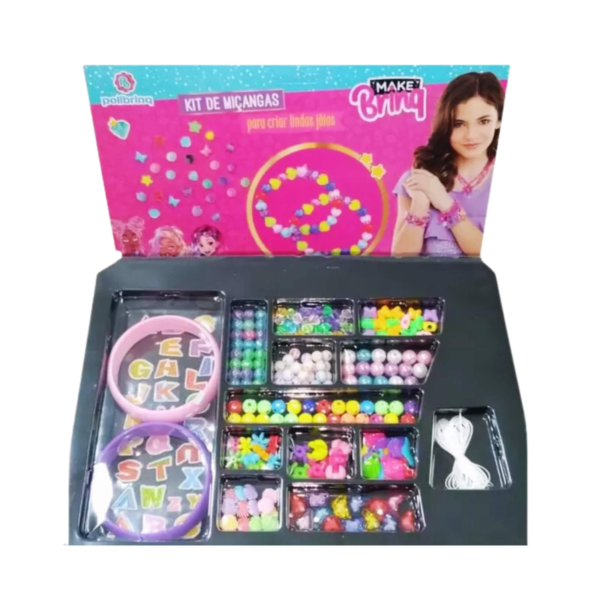 Kit Infantil com Miçangas e Braceletes Make Brinq Polibrinq - MK29