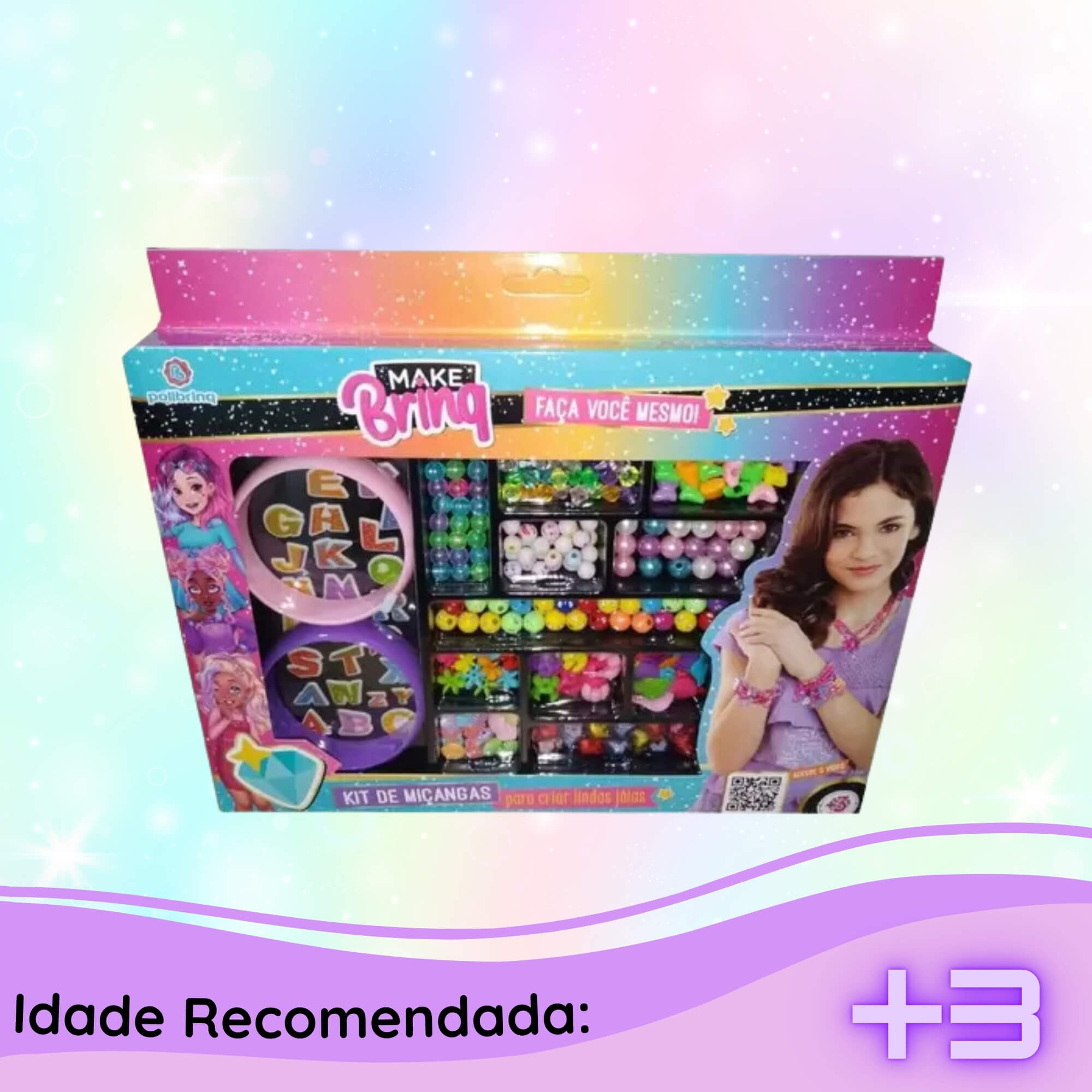 Kit Infantil com Miçangas e Braceletes Make Brinq Polibrinq - MK29