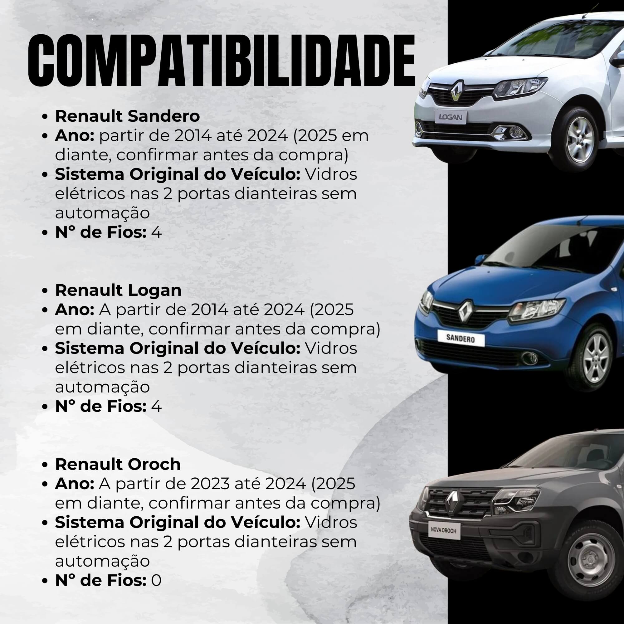 Módulo Automação Vidro Elétrico compatível com Renault Sandero, Logan e Oroch Tury - PRO2.12.1GC