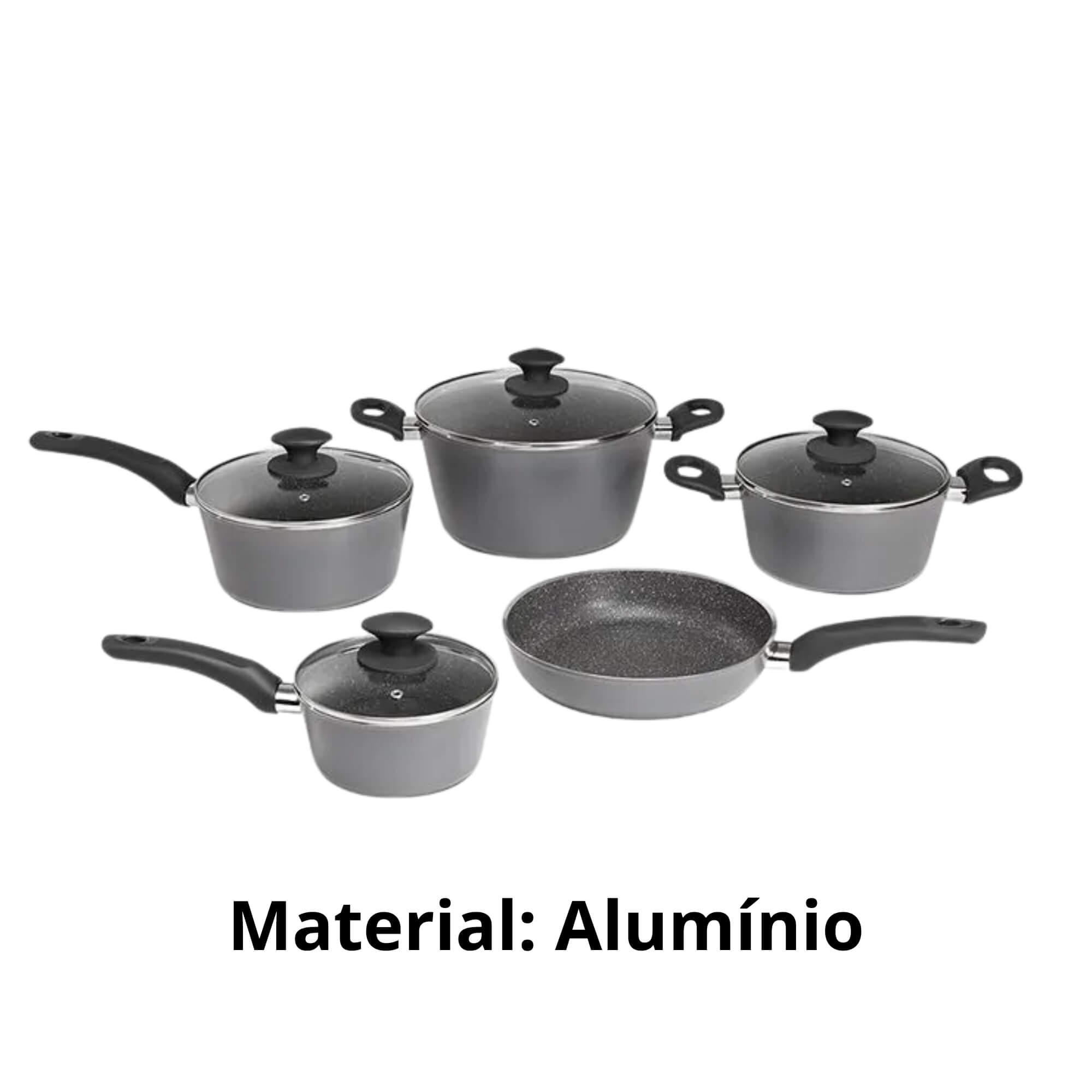 Jogo de Panelas 5 Peças com Indução Ceramic Life Optima Stone Cinza Brinox - 4799/102