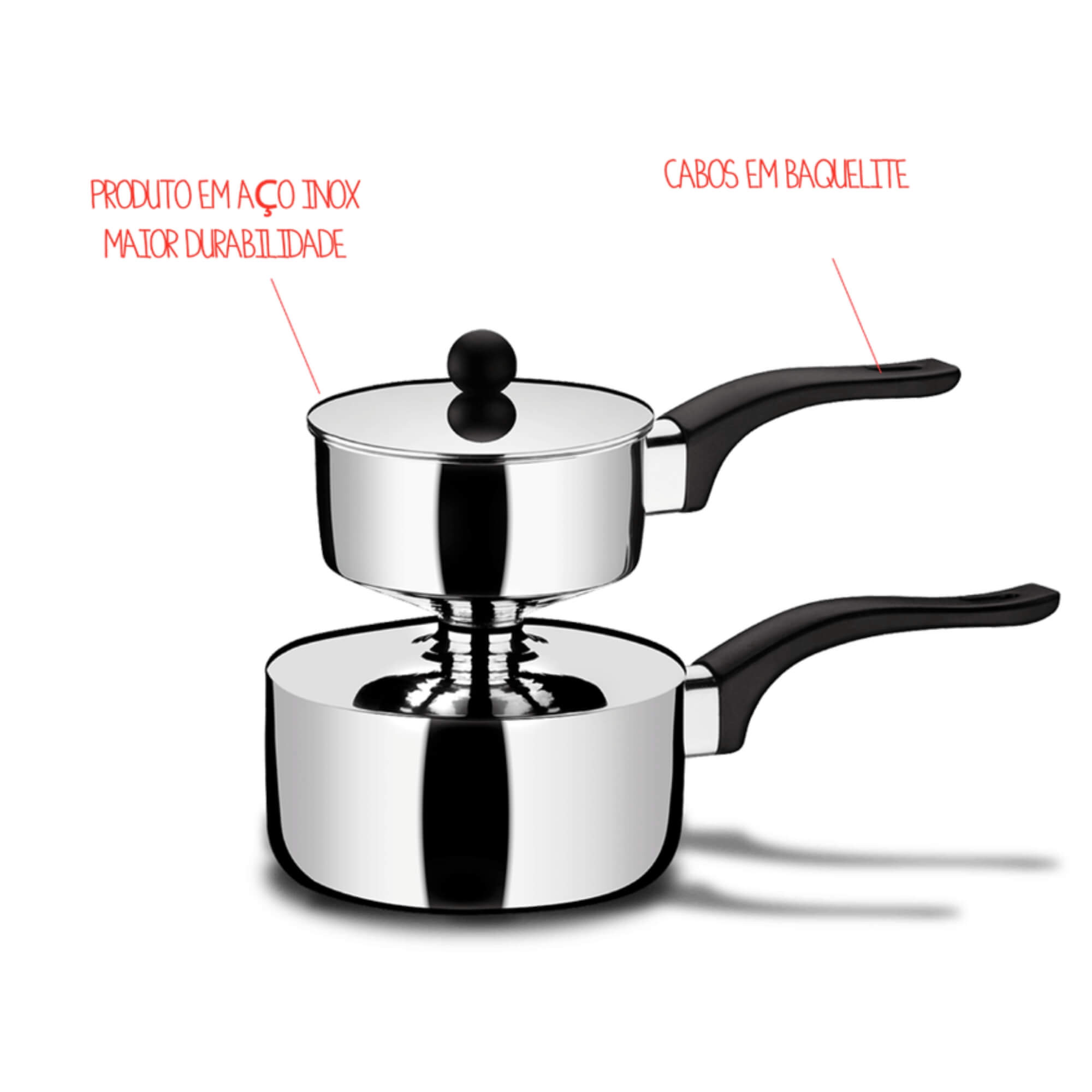 Cuscuzeira de 500ml 16cm em Aço Inoxidável Linha Utilidades Suprema Prata Brinox - 2092/110