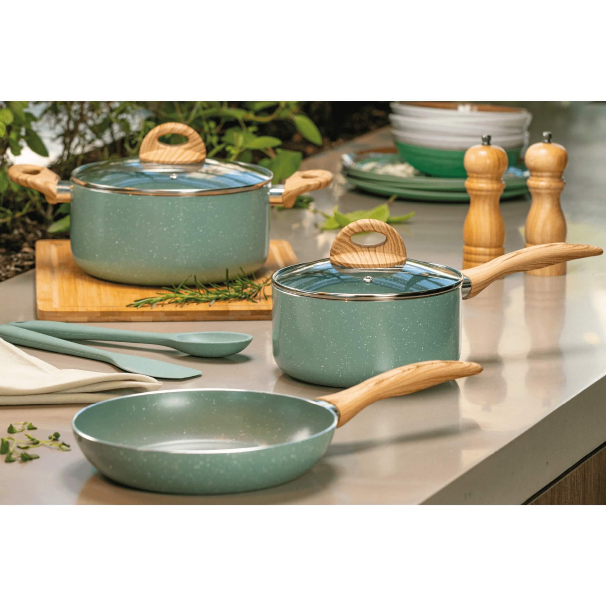 Jogo de Panelas Antiaderentes 6 Peças Indução Ceramic Life Botanika Verde Brinox - 4815/100 (N/A)