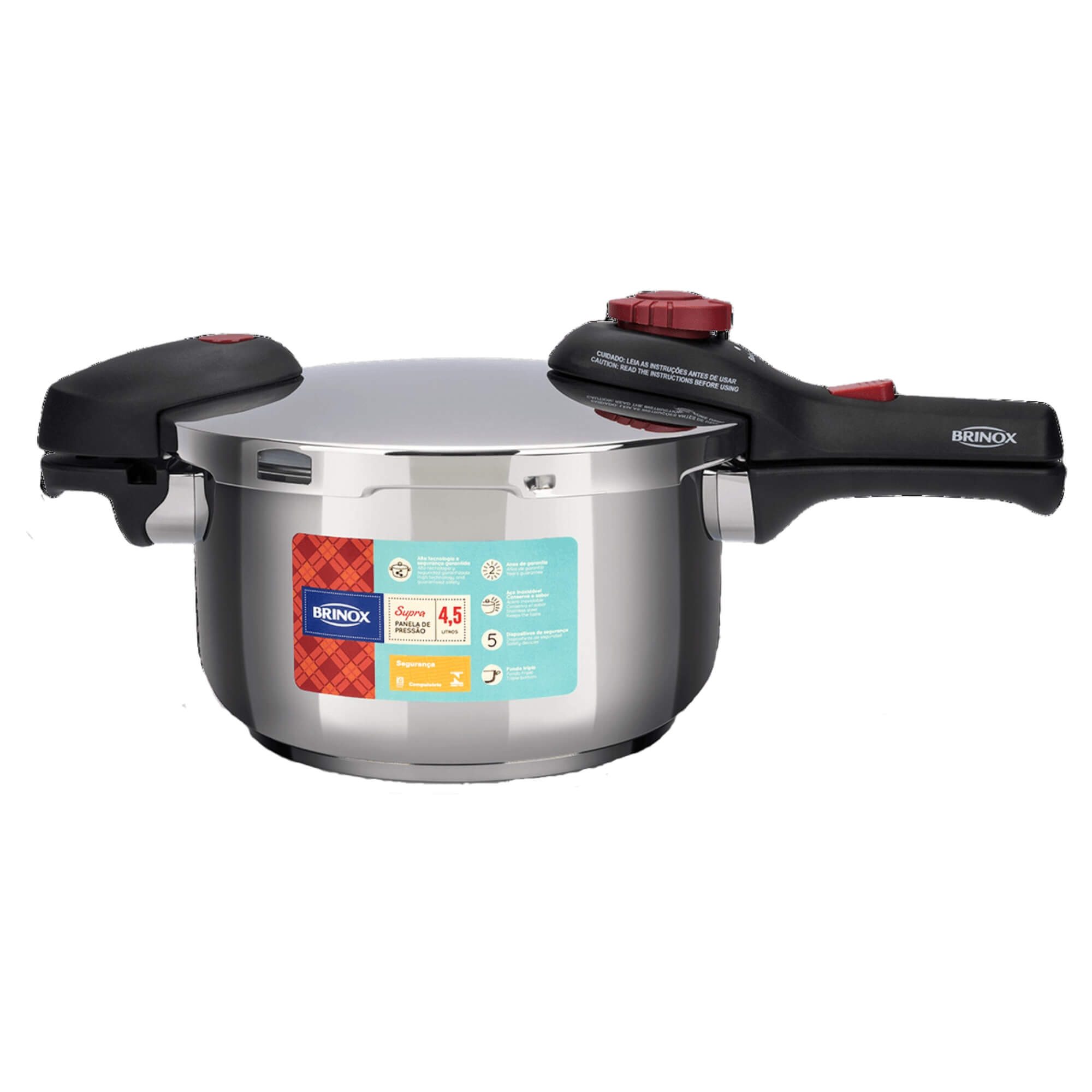 Panela de Pressão Inox 4,5L Nº22 Brinox - 4930/101