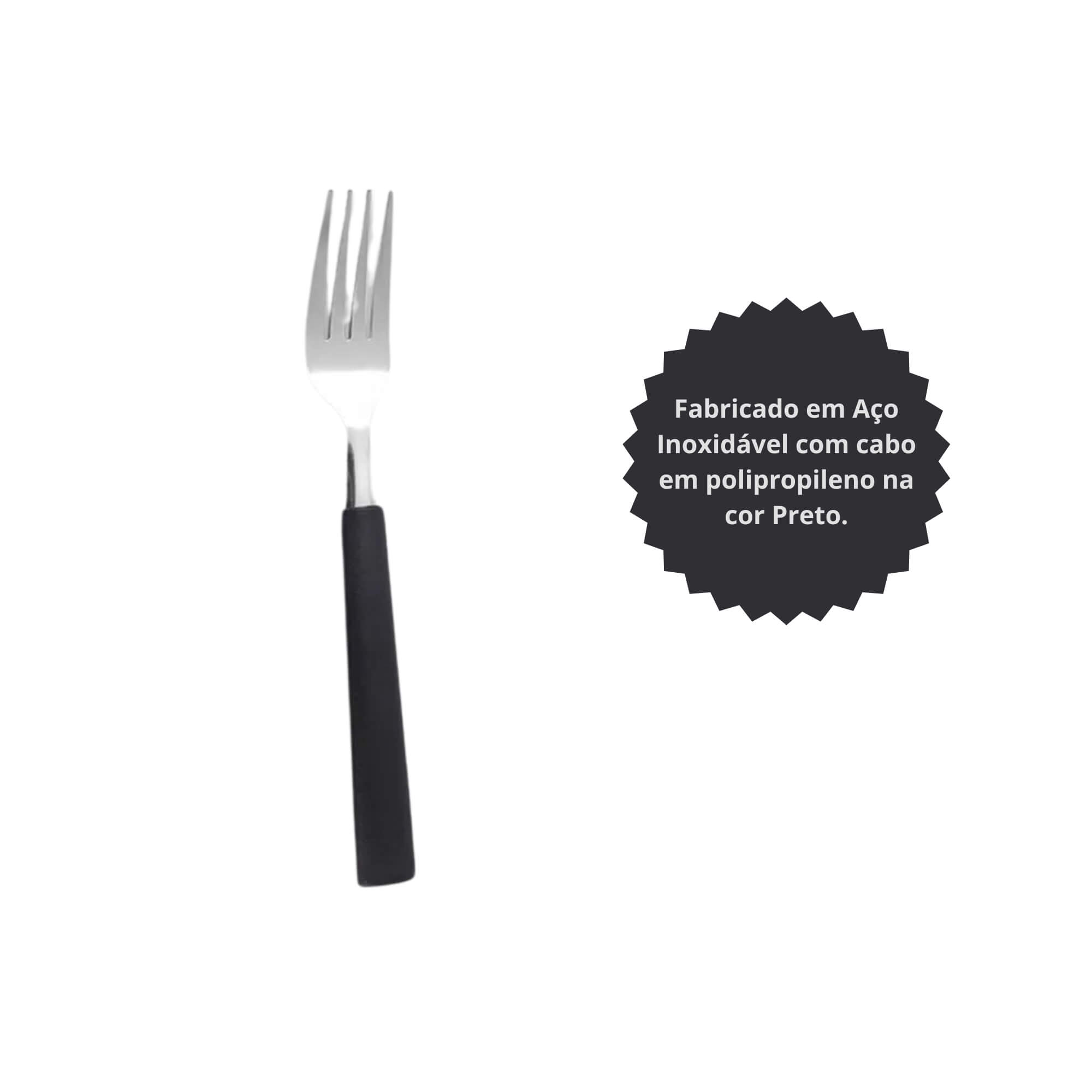 Garfo de Mesa Aço Inoxidável Cabo em Polipropileno Preto Linha Riviera Brinox - 6026/010