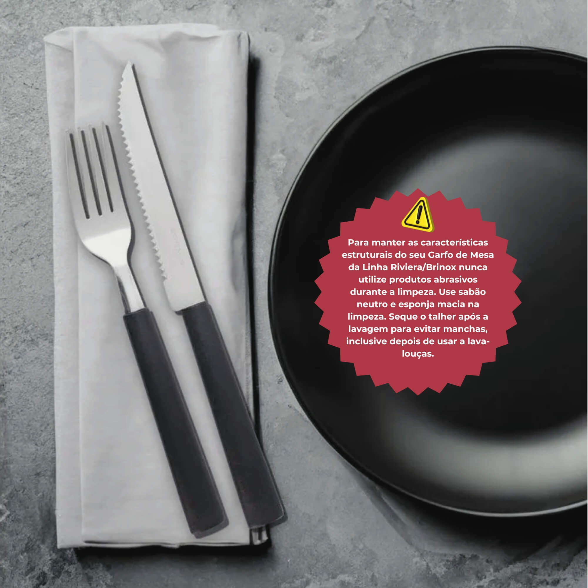 Garfo de Mesa Aço Inoxidável Cabo em Polipropileno Vermelho Linha Riviera Brinox - 6026/050