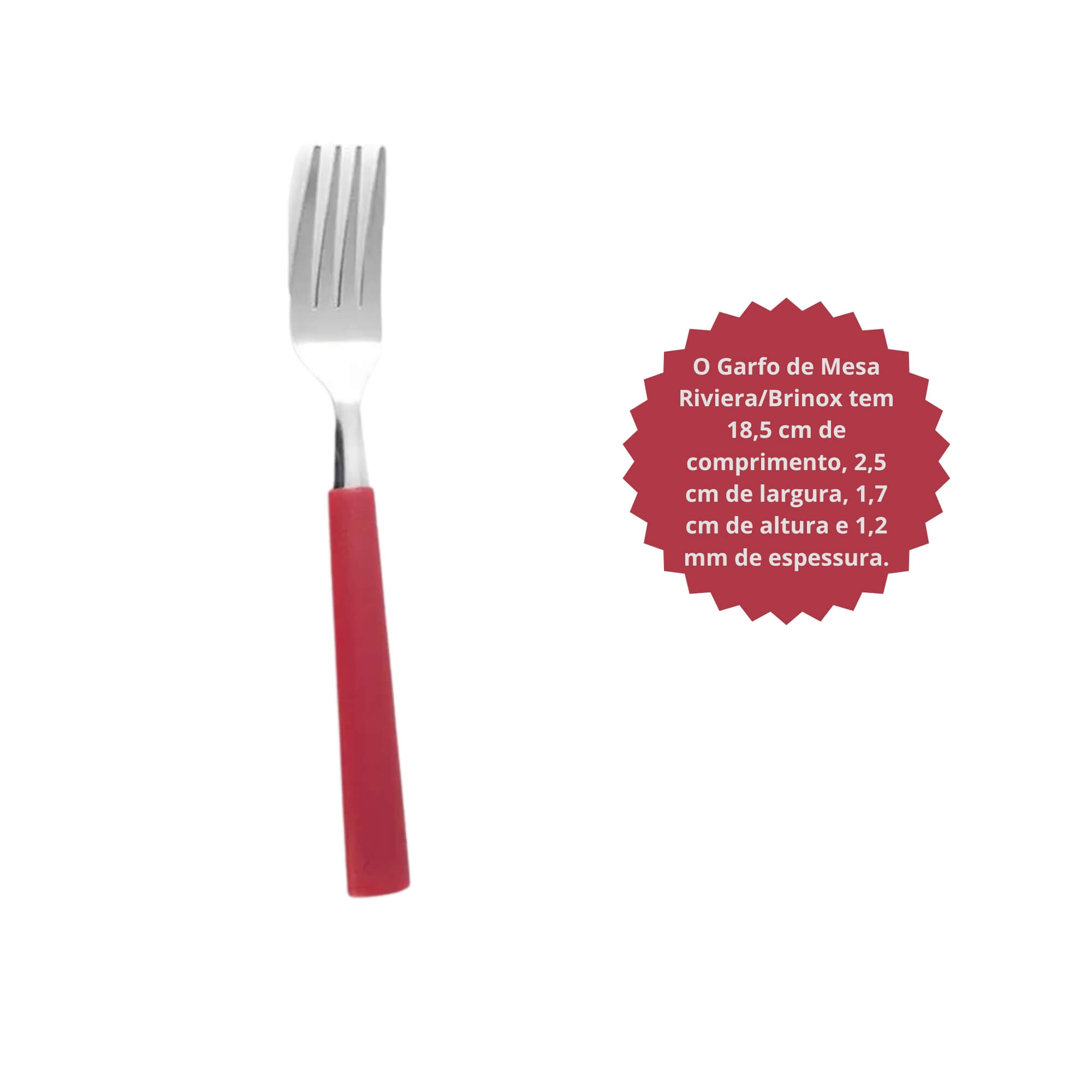 Garfo de Mesa Aço Inoxidável Cabo em Polipropileno Vermelho Linha Riviera Brinox - 6026/050