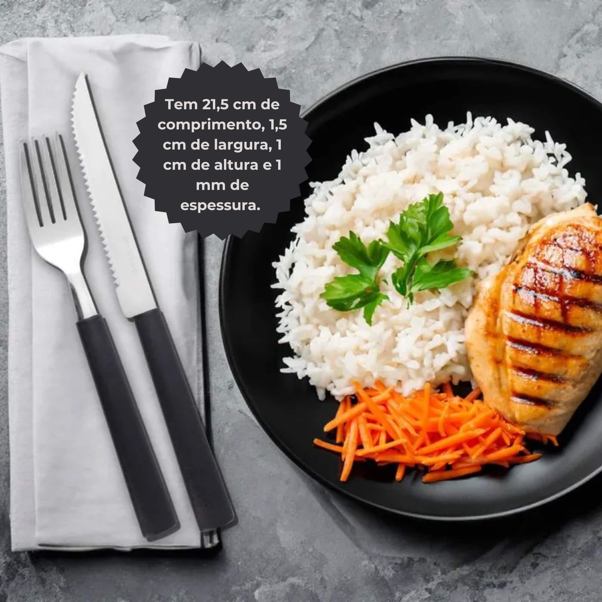 Faca de Churrasco Aço Inoxidável Cabo em Polipropileno Preto Linha Riviera Brinox - 6027/010