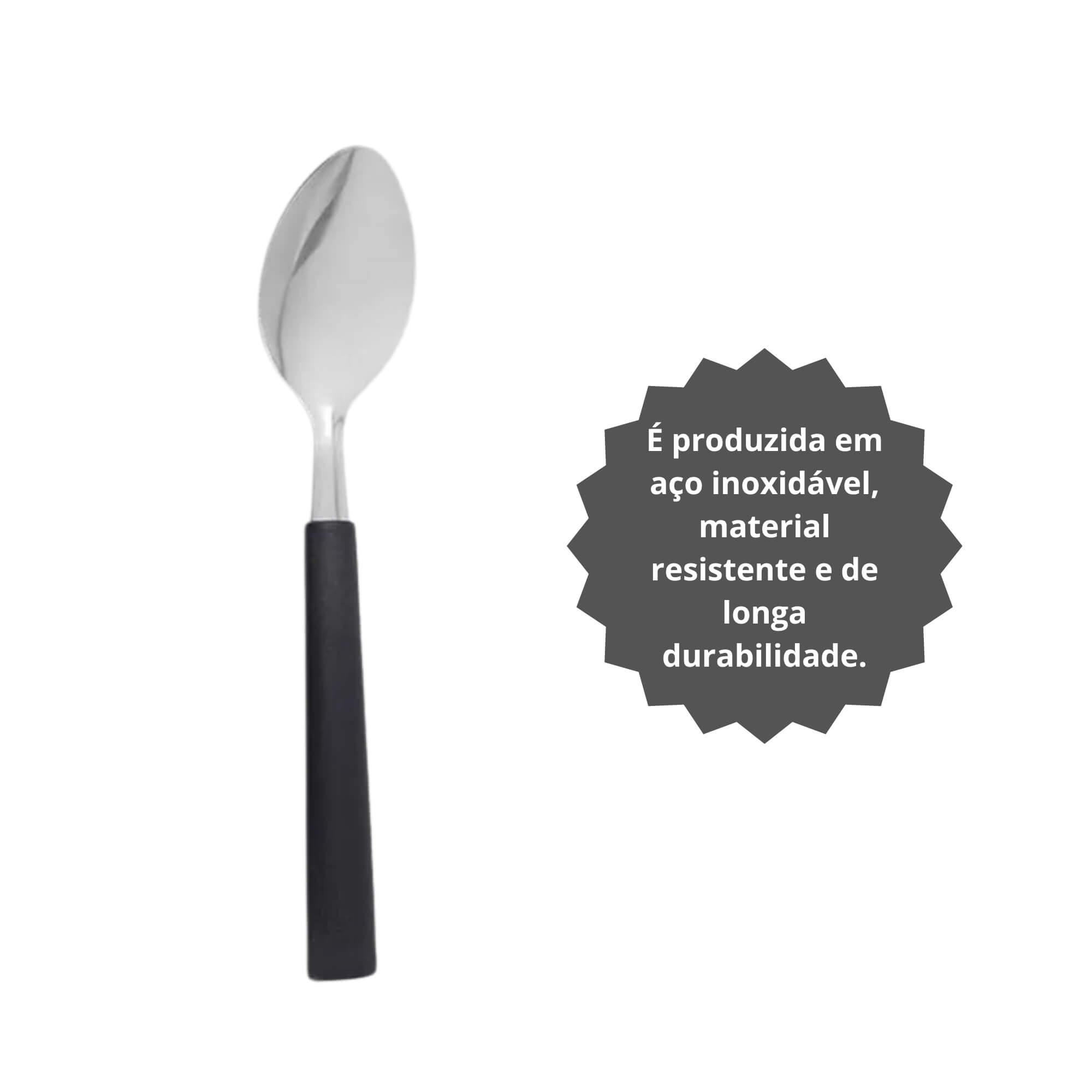 Colher de Mesa Aço Inoxidável Cabo em Polipropileno Preto Linha Riviera Brinox - 6028/010