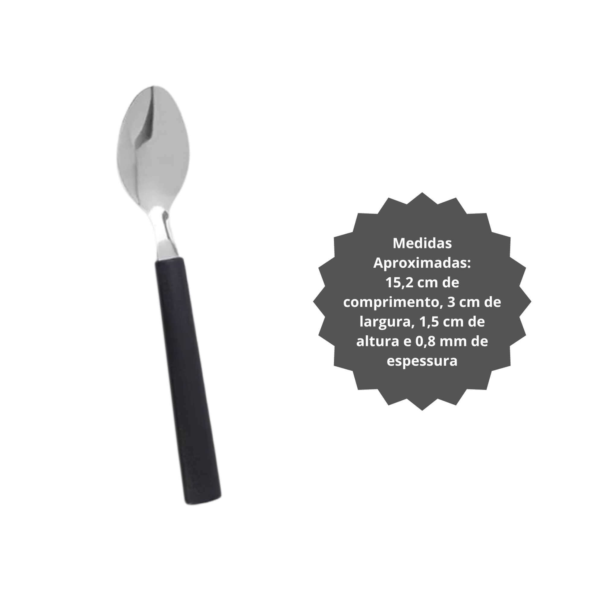 Colher de Sobremesa Aço Inoxidável Cabo em Polipropileno Preto Linha Riviera Brinox - 6029/010