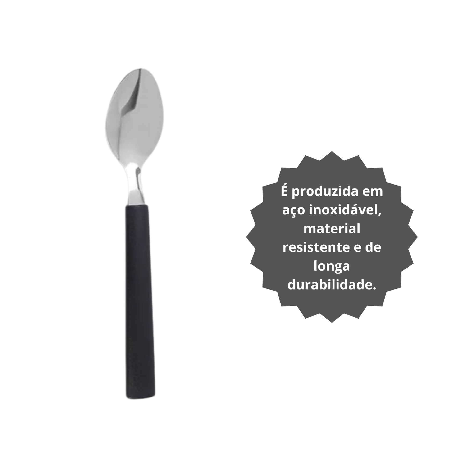 Colher de Sobremesa Aço Inoxidável Cabo em Polipropileno Preto Linha Riviera Brinox - 6029/010