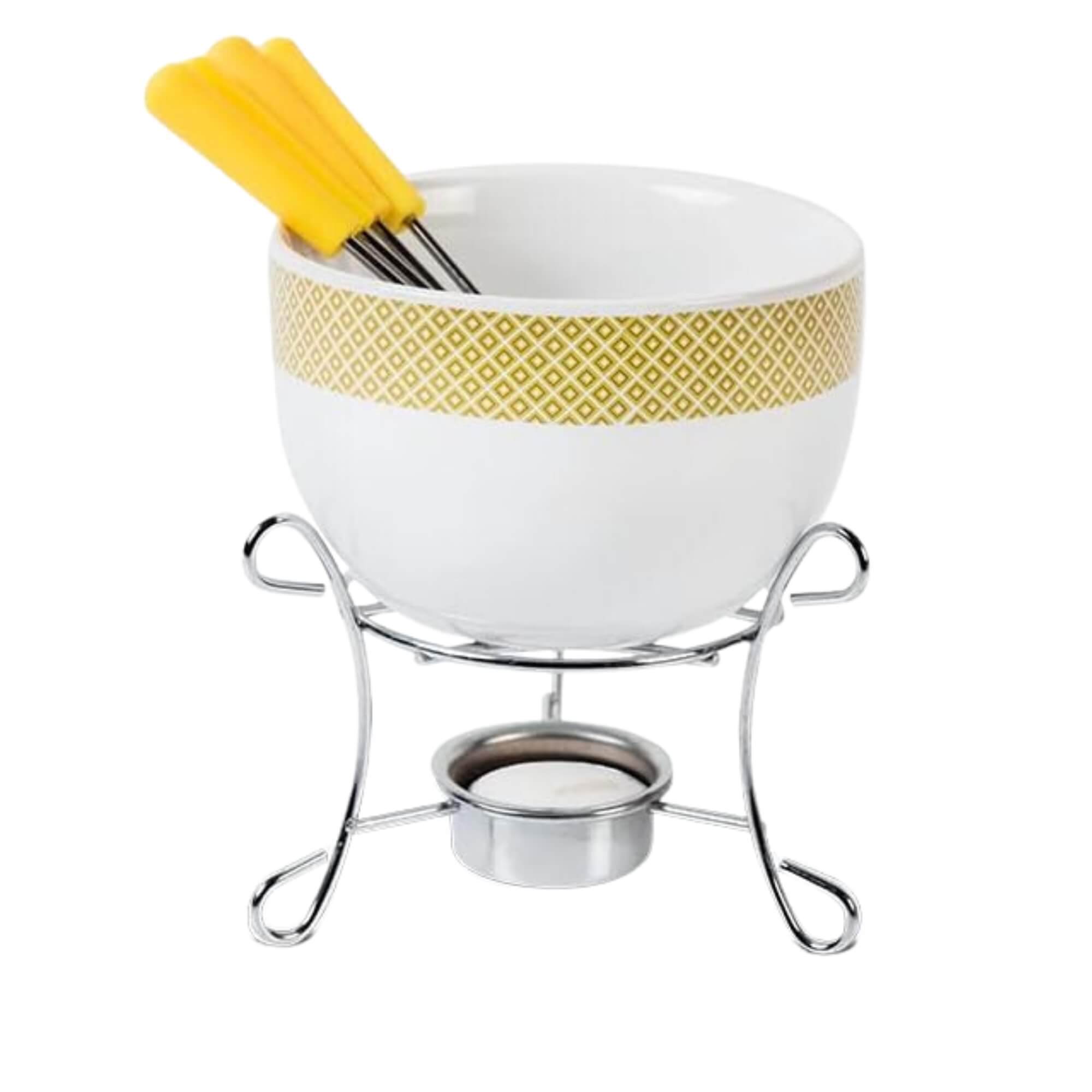 Aparelho de Fondue 7 Peças Amarelo Cerâmica Linha Fondue Brinox - 1256/114