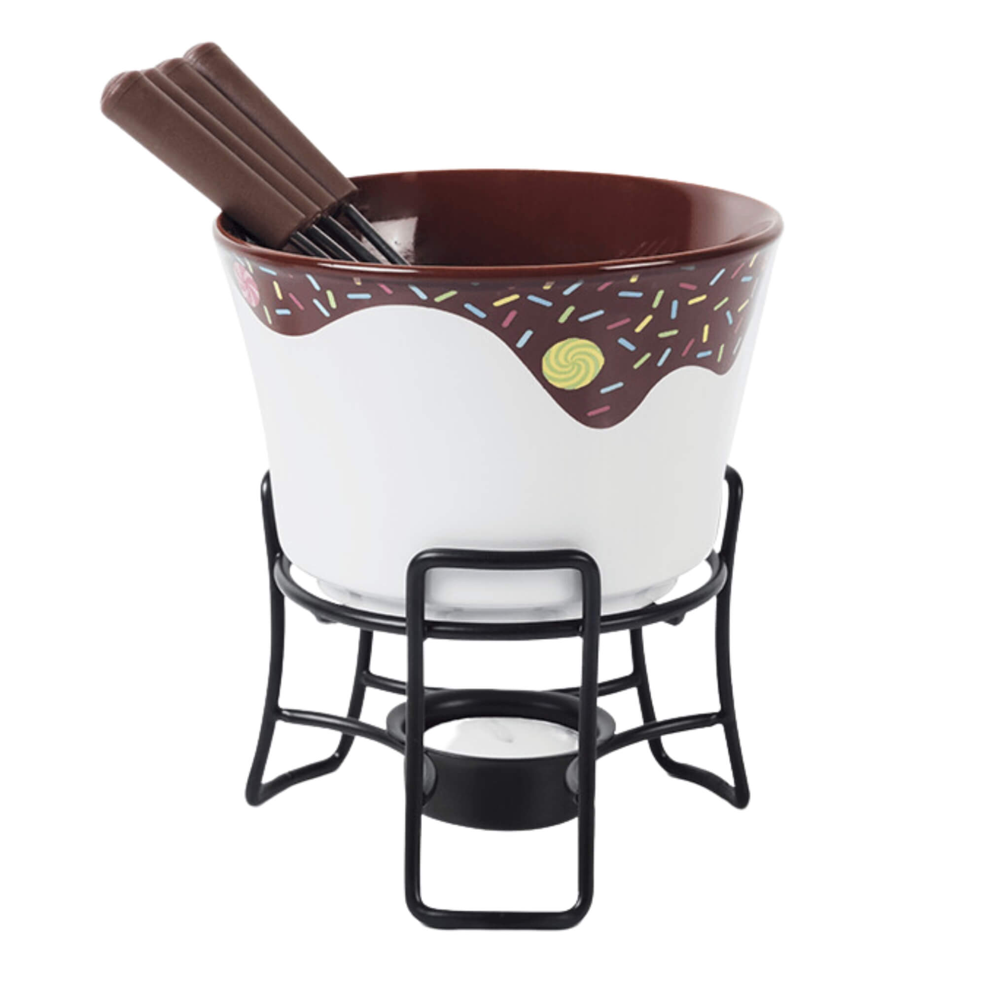 Aparelho de Fondue Branco 7 Peças Chocolate Cerâmica Linha Fondue Brinox - 1256/115