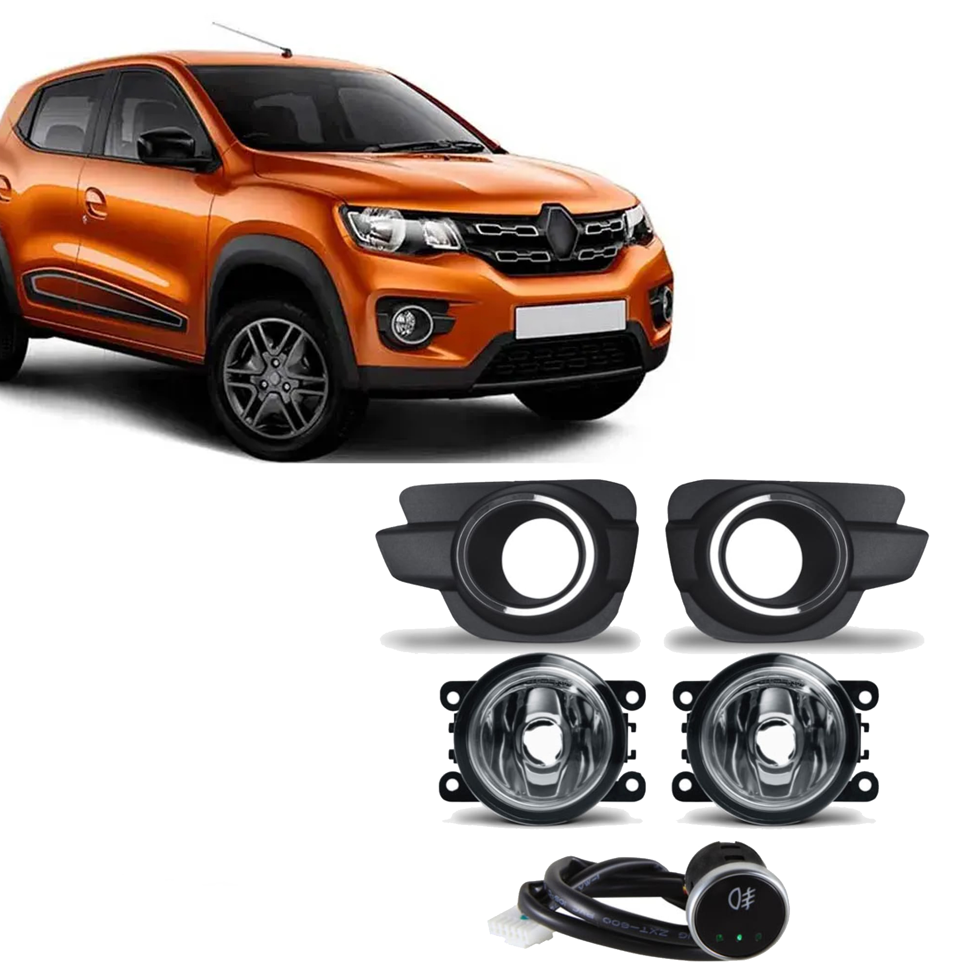 Kit Farol Kwid 2017 em Diante Grade Cromada Botão Modelo Universal SHOCKLIGHT - SL-221010CRU