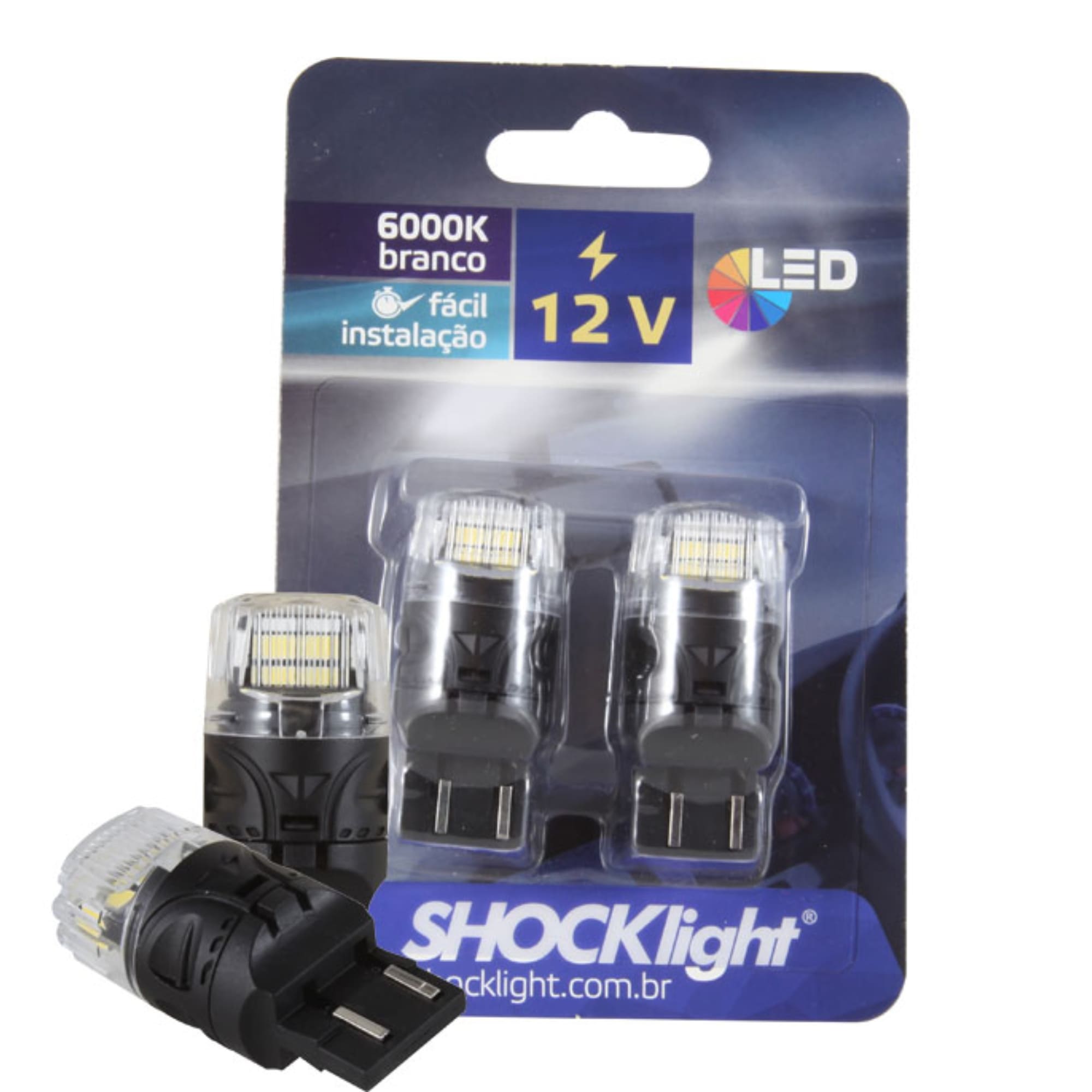 Par de Lâmpadas Led T10 - 04 SMD 2835/4218 12v Branco SHOCKLIGHT - SLL-121210-BC