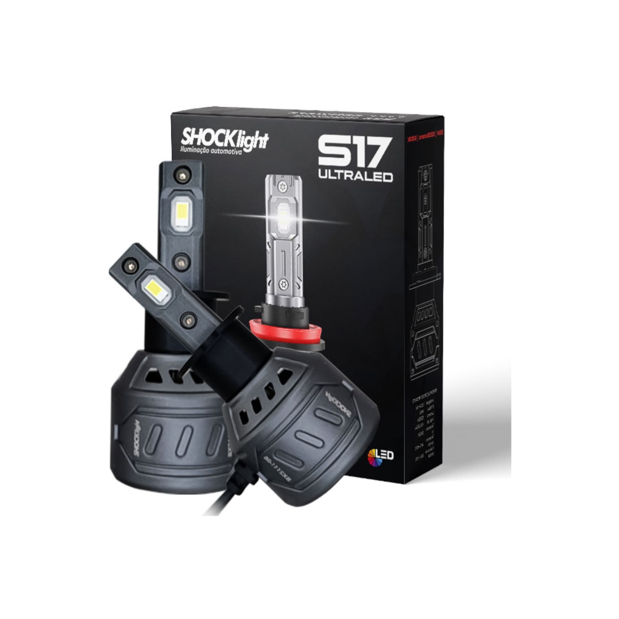 Par de Lâmpadas UltraLed S17 Nano H3 6000K 12v 55w 5000LM SHOCKLIGHT - SLL-170003