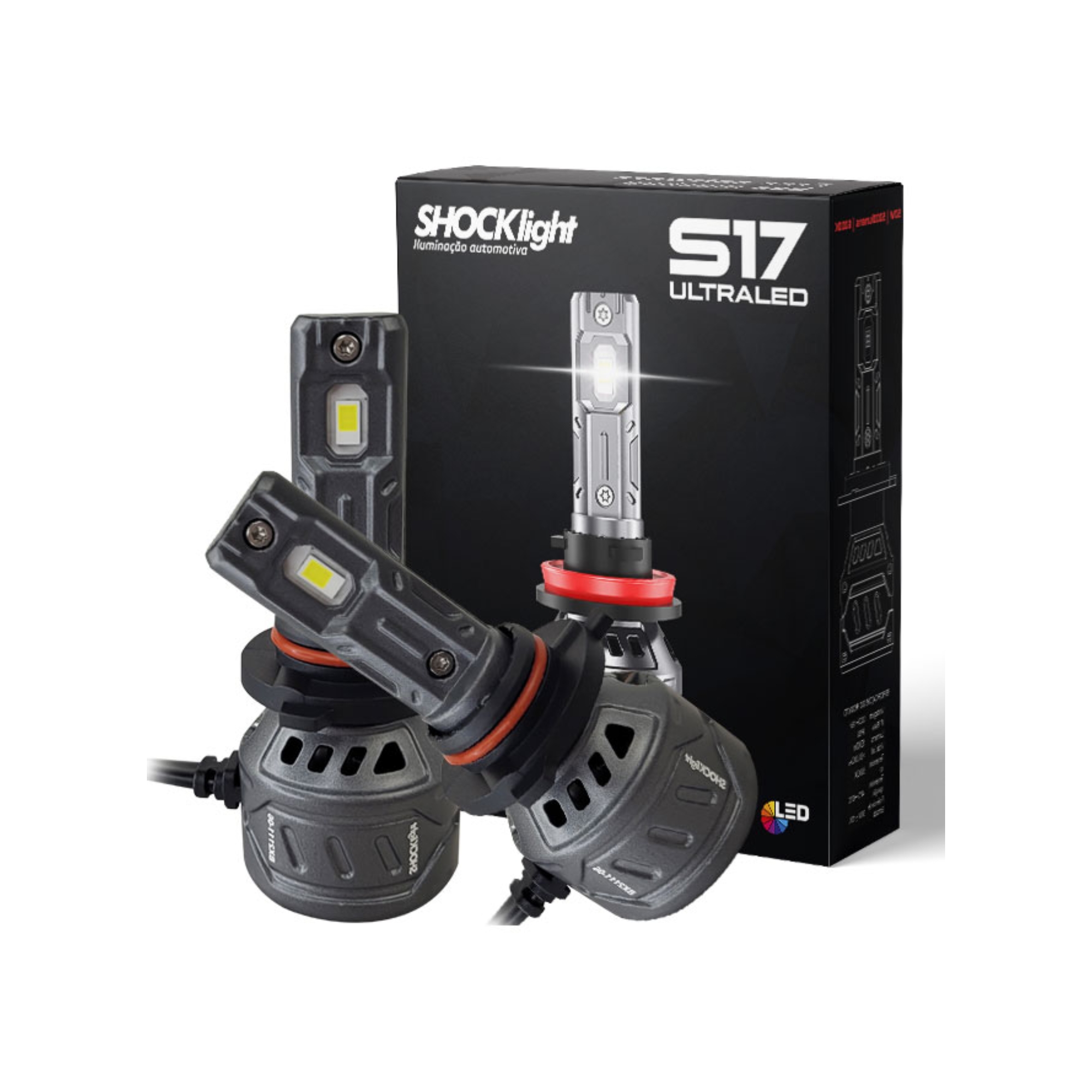 Par de Lâmpadas UltraLed S17 Nano H16 6000K 12v 55w 5000LM SHOCKLIGHT - SLL-170016