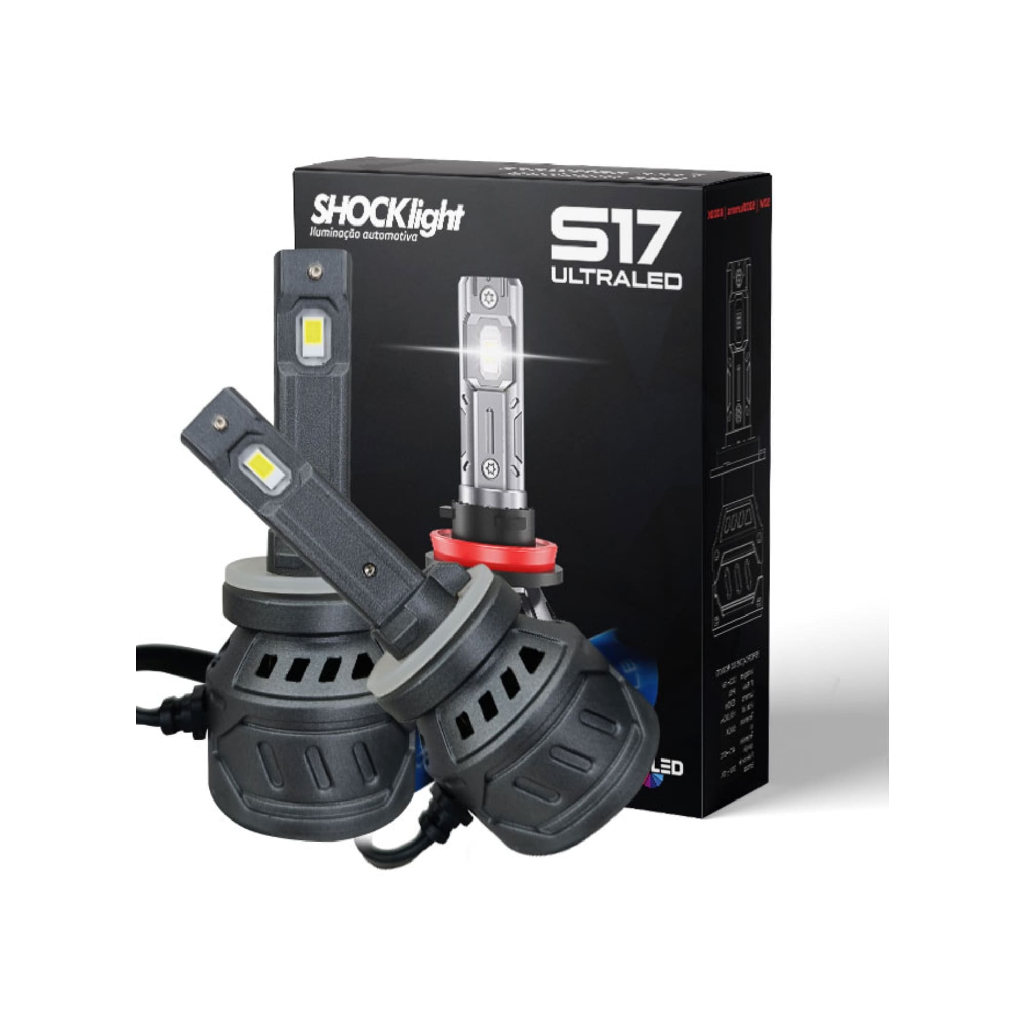 Par de Lâmpadas UltraLed S17 Nano H27 6000K 12v 55w 5000LM SHOCKLIGHT - SLL-170027