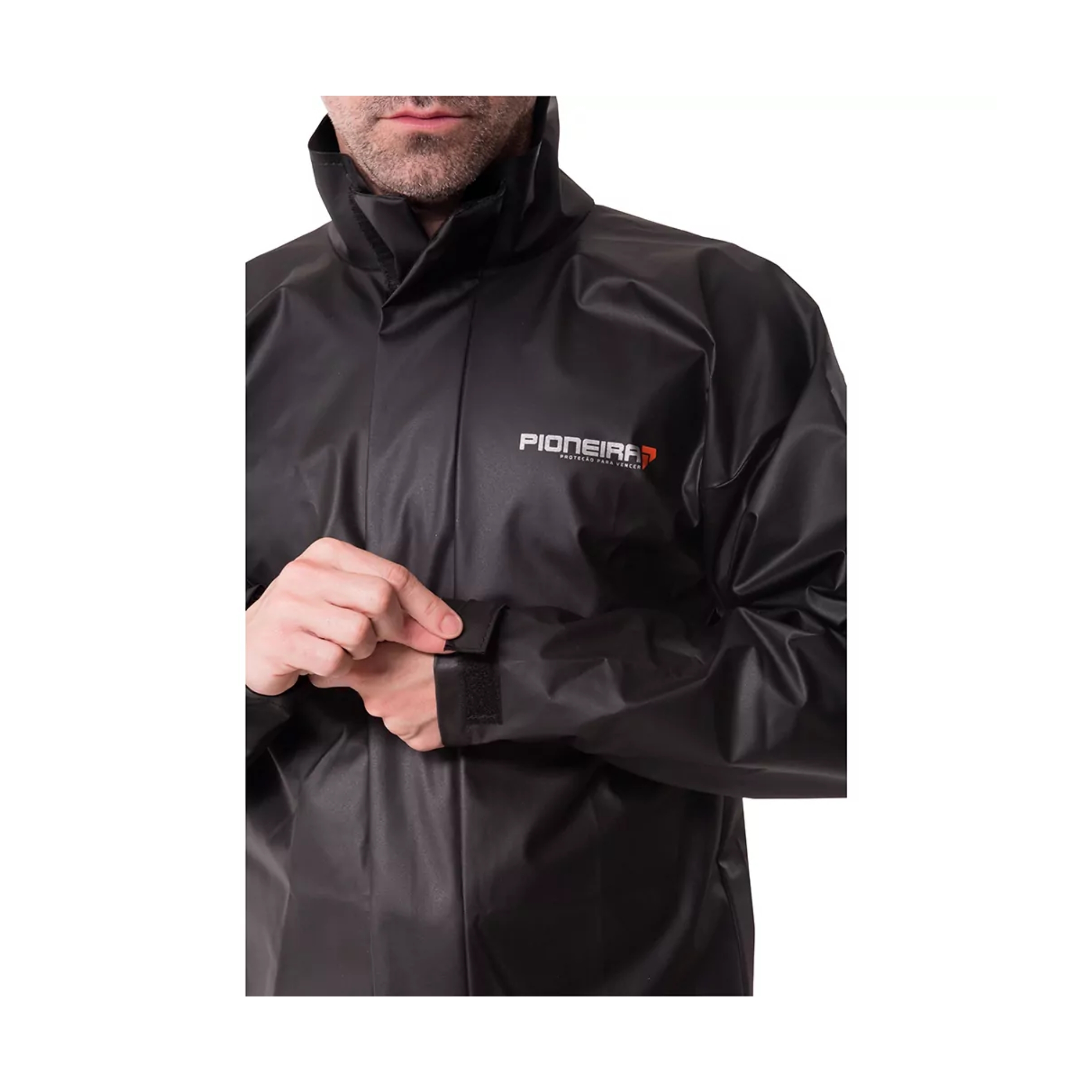 Conjunto Capa de Chuva em PVC Bravo Gola Masculino Preto G Pioneira - 2200-M-PRE-G