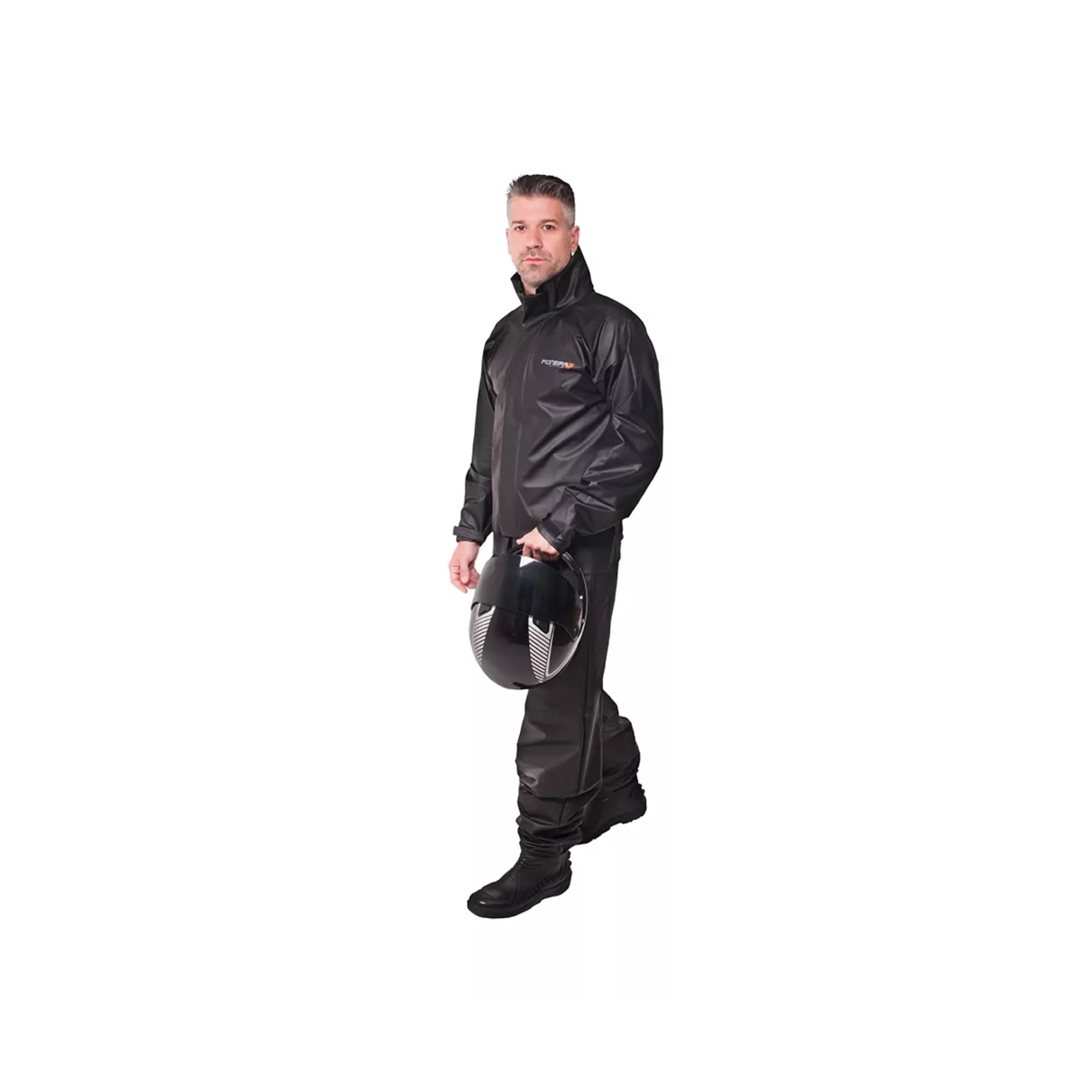 Conjunto Capa de Chuva em PVC Bravo Gola Masculino Preto G Pioneira - 2200-M-PRE-G