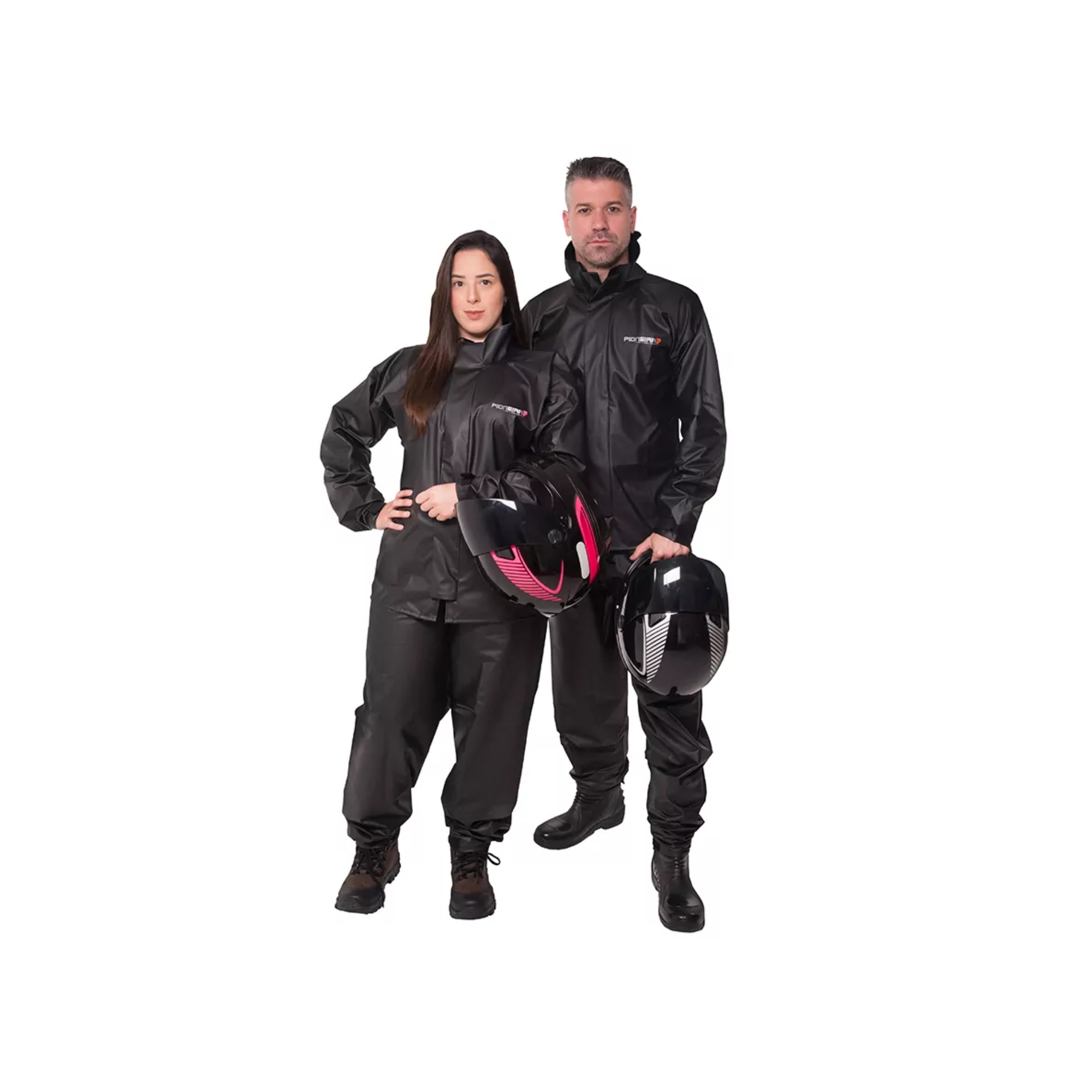 Conjunto de Capa de Chuva em Pvc Bravo Gola Feminino Preto GG Pioneira - 2200FEM-F-PRE-GG