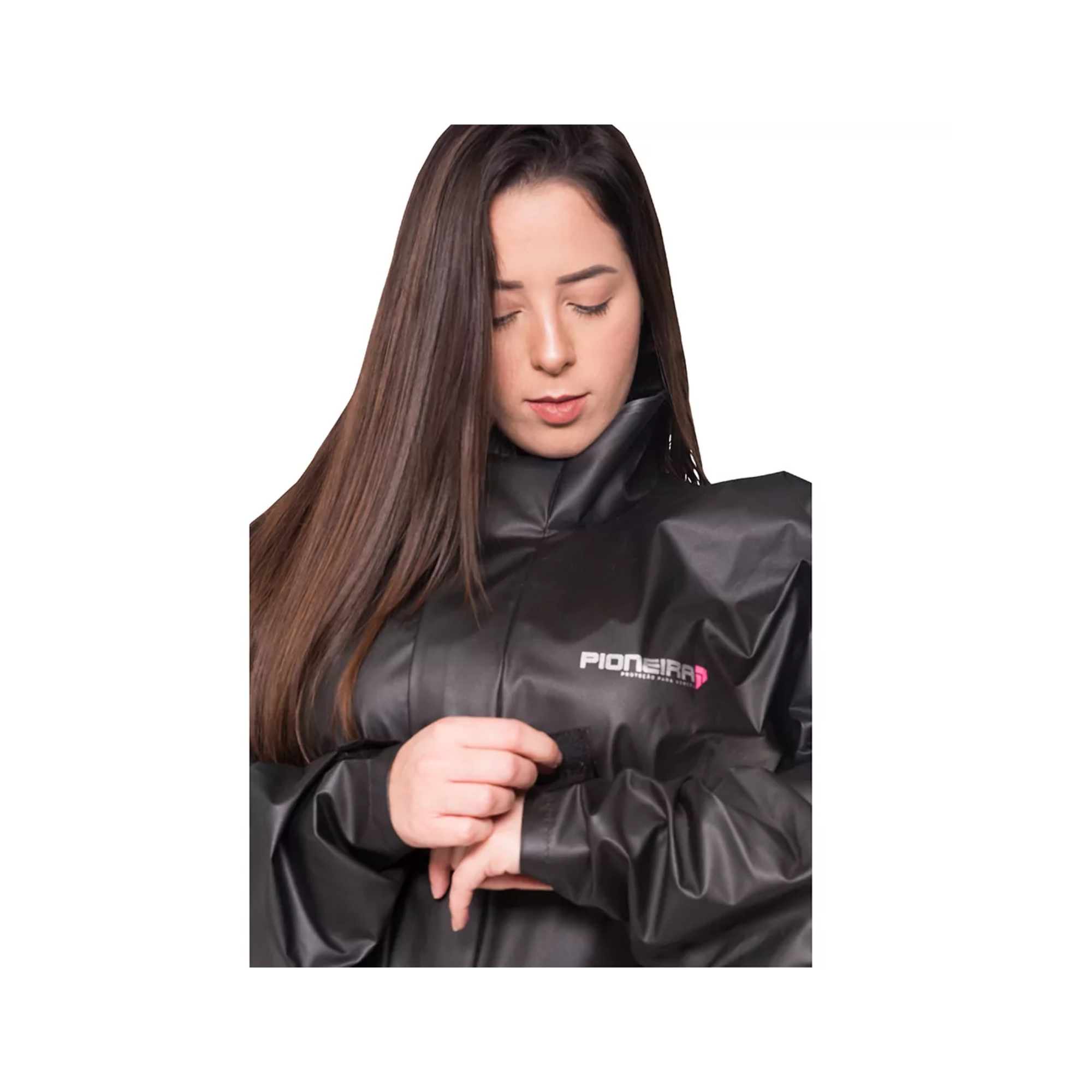 Conjunto de Capa de Chuva em Pvc Bravo Gola Feminino Preto GG Pioneira - 2200FEM-F-PRE-GG