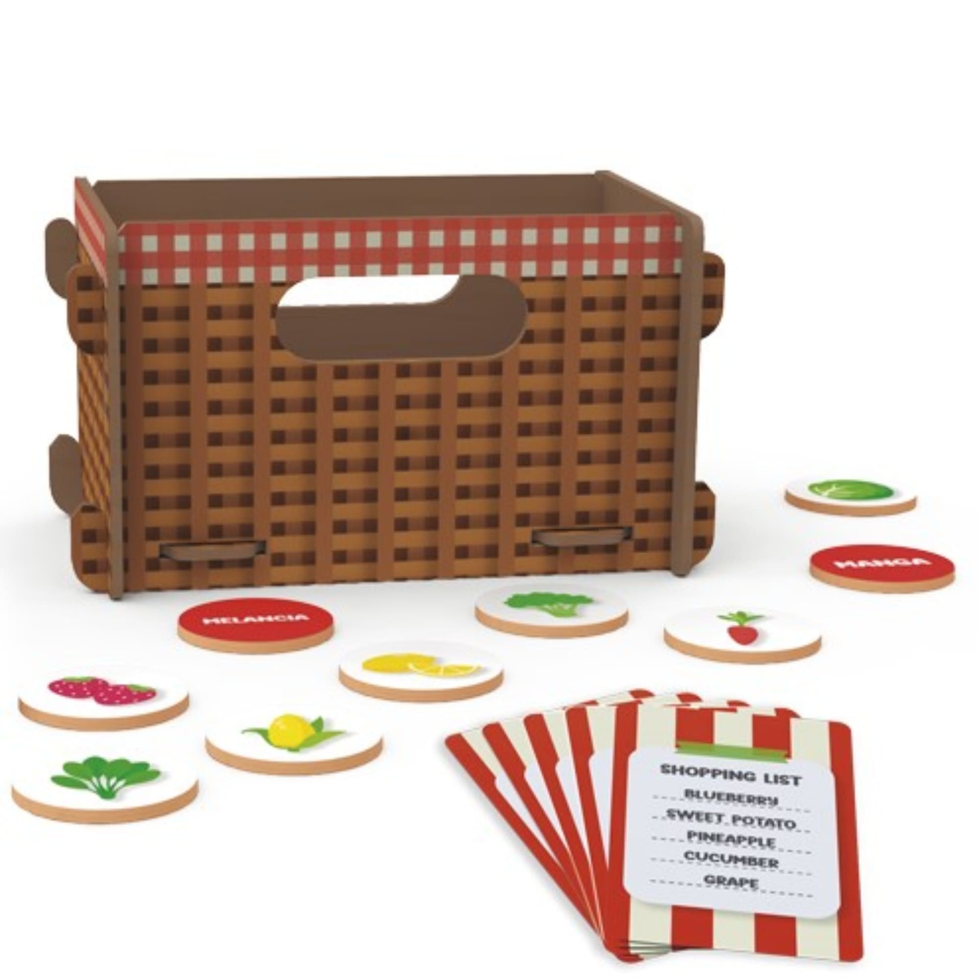 Jogo Aprendendo Inglês Brincando Frutas e Vegetais com Cestinha 3D Inclusa - Xalingo 12865