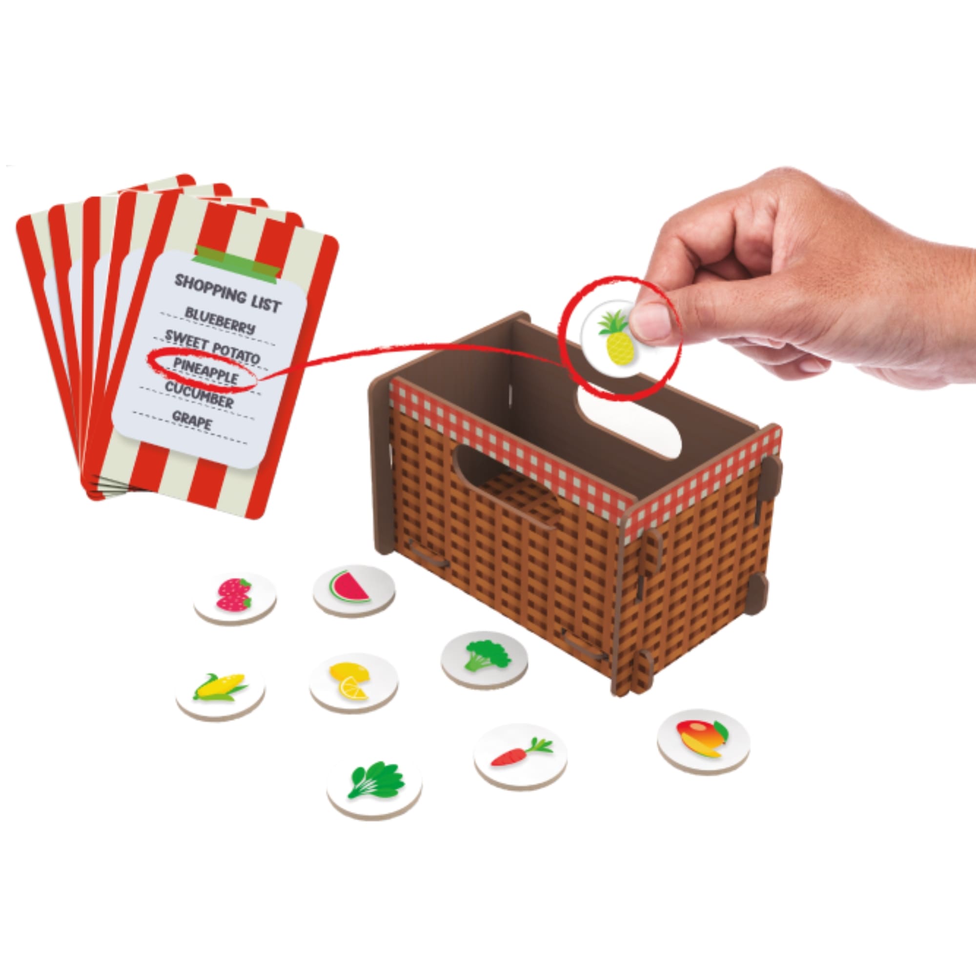 Jogo Aprendendo Inglês Brincando Frutas e Vegetais com Cestinha 3D Inclusa - Xalingo 12865