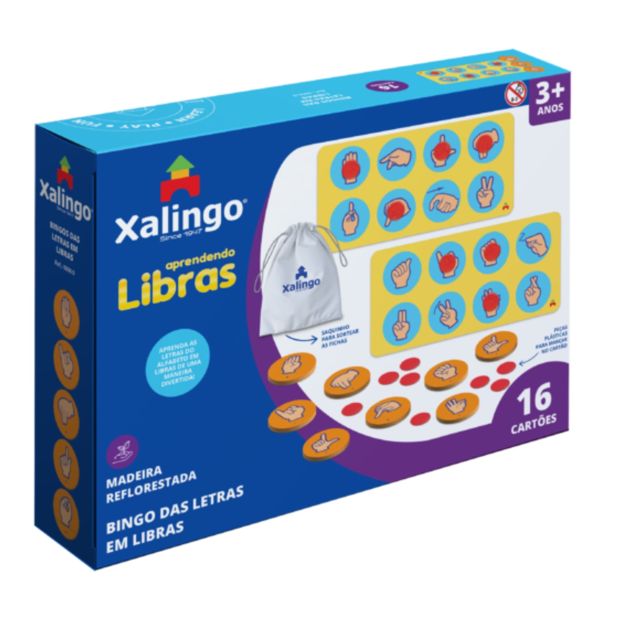 Jogo Bingo das Letras do Alfabeto em Libras com 16 Cartões - Xalingo 12887