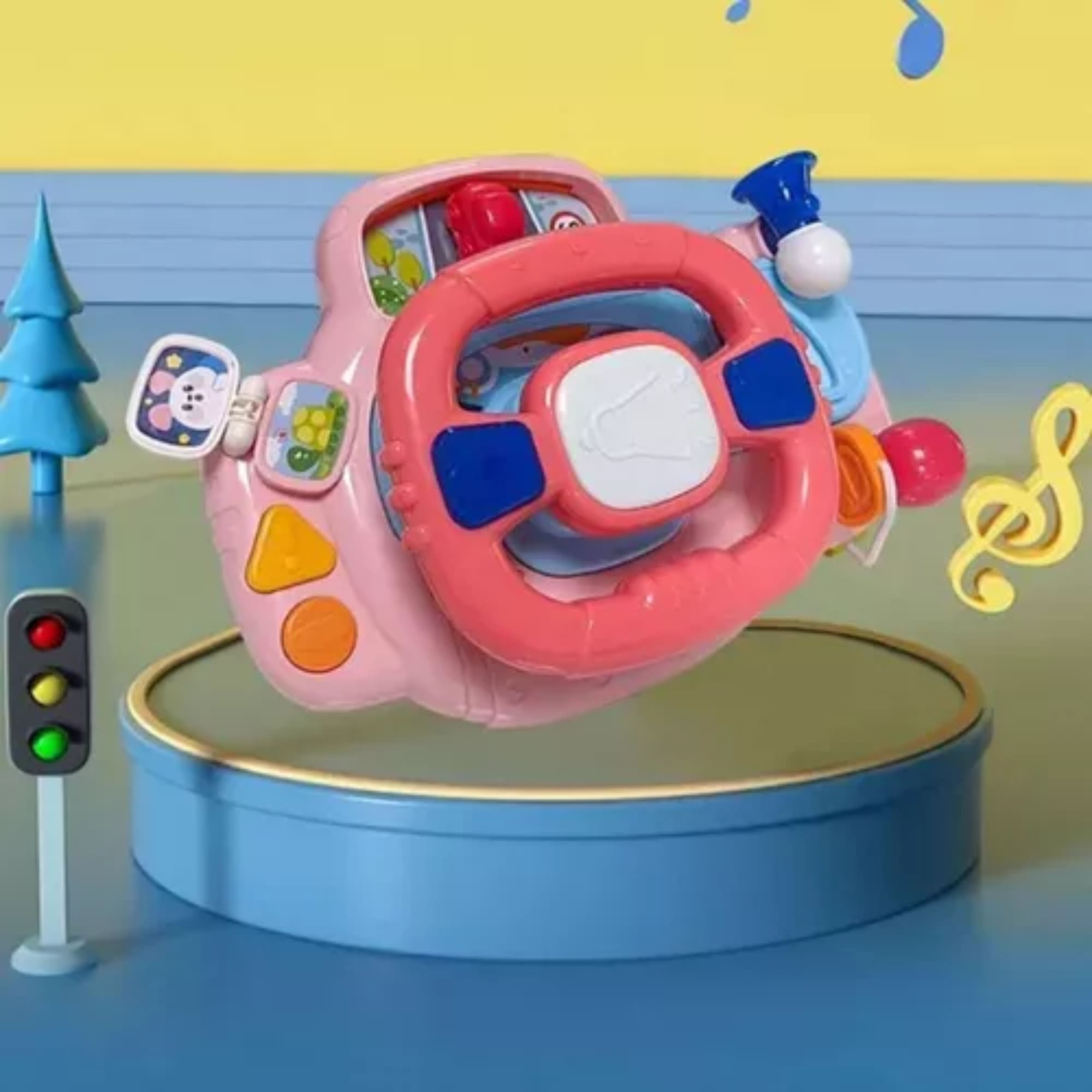 Brinquedo Volante Baby Interativo Rosa com Som e Luzes - FENIX FBB-608R