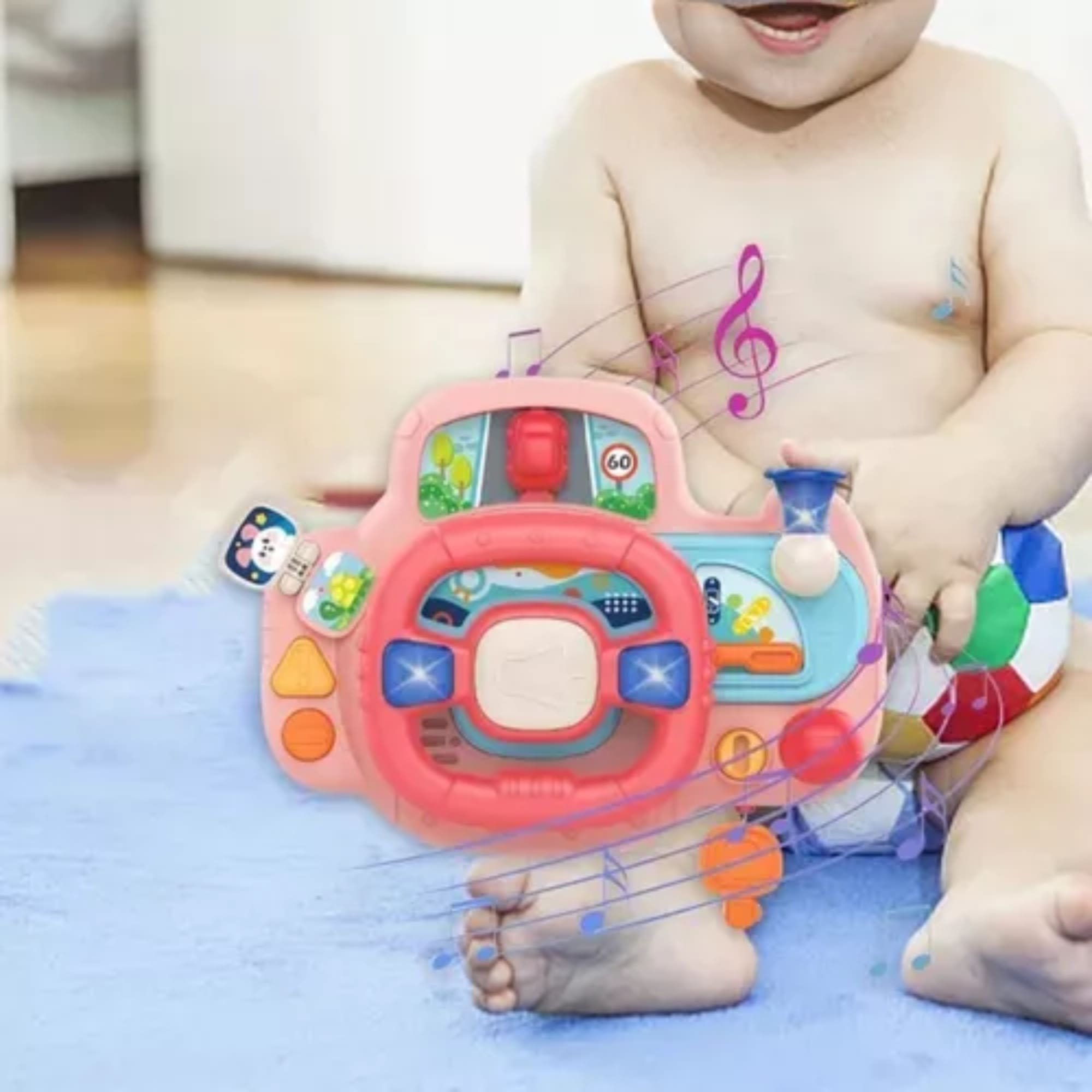 Brinquedo Volante Baby Interativo Rosa com Som e Luzes - FENIX FBB-608R