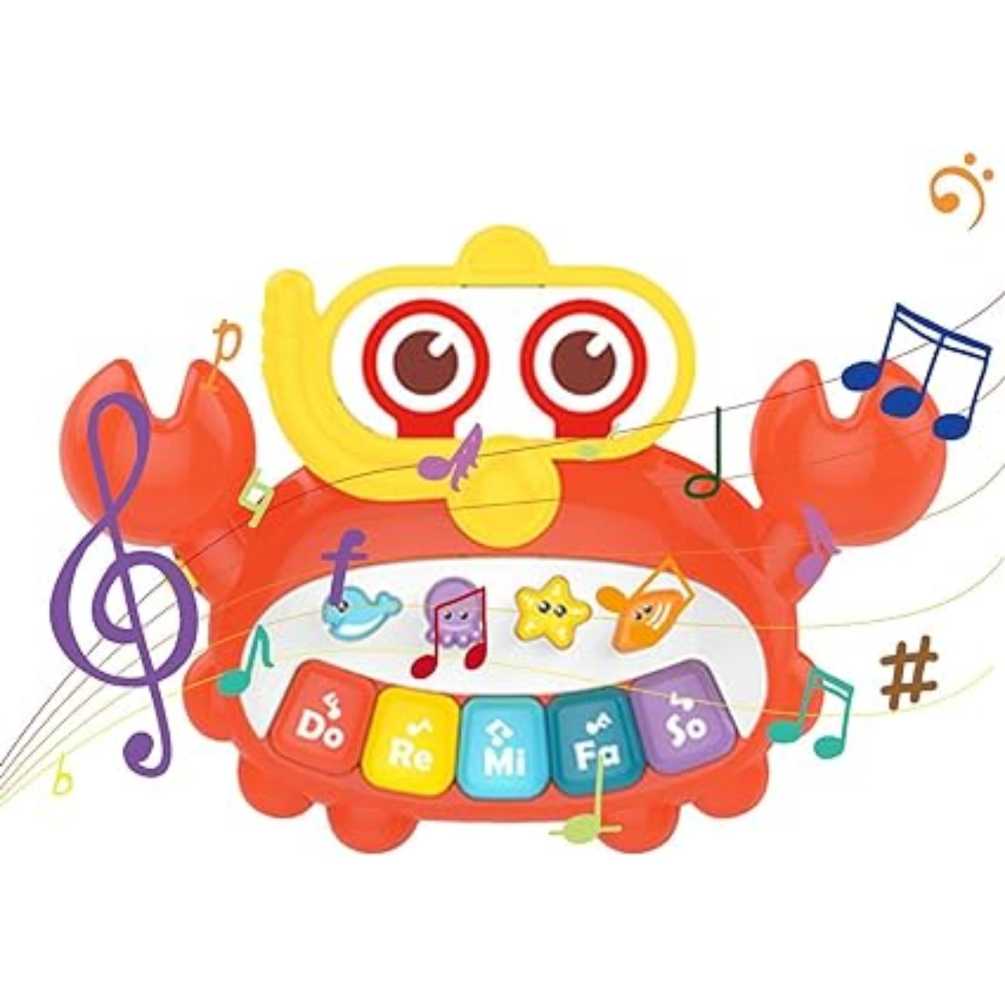 Brinquedo Teclado Piano Caranguejo Musical com Som e Luzes Fenix - FBB-622