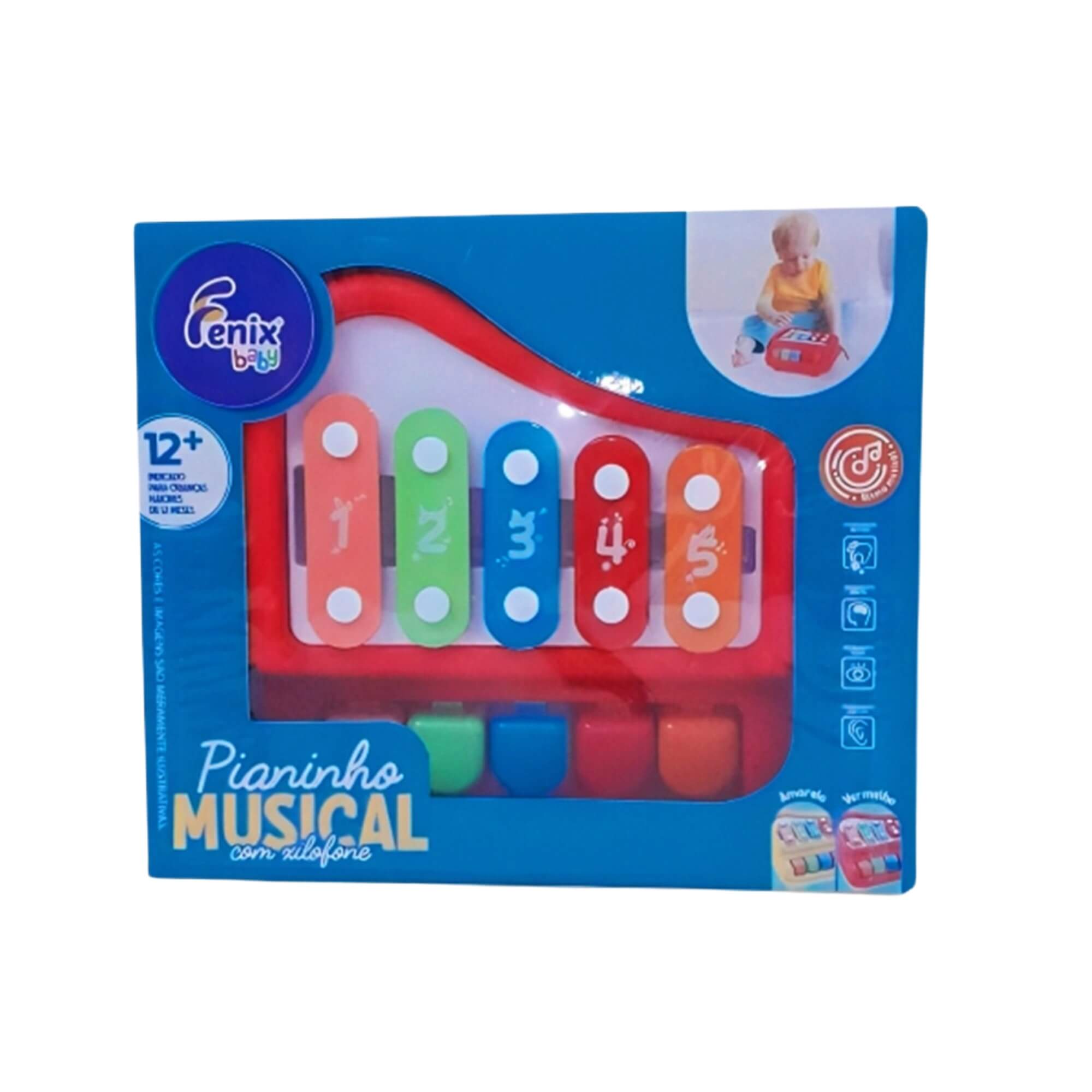Brinquedo Infantil Pianinho com Xilofone Vermelho Fenix - FBB-653V