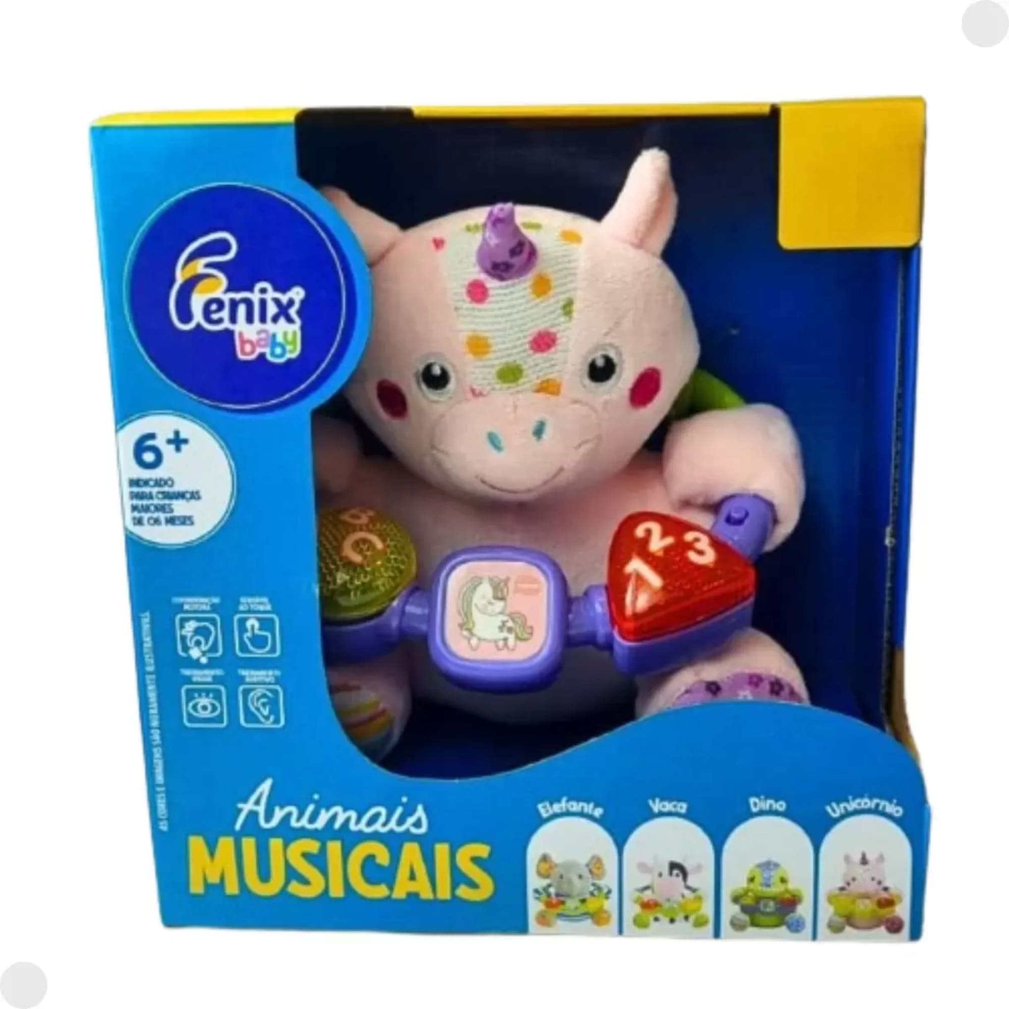 Brinquedo Pelúcia Musical Unicórnio Rosa com Luz e Som - Fenix FBB-752UN