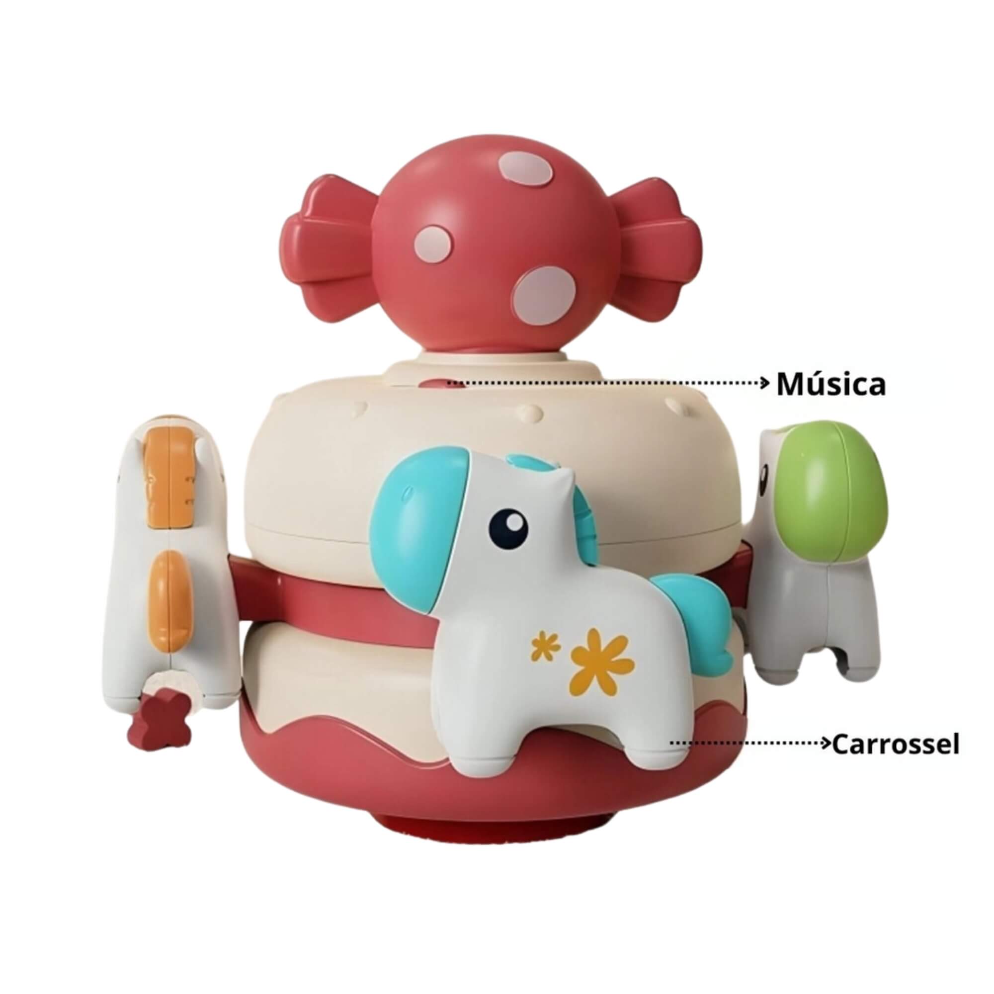Brinquedo Infantil Carrossel Musical Baby Rosa Fenix - FBB-684R