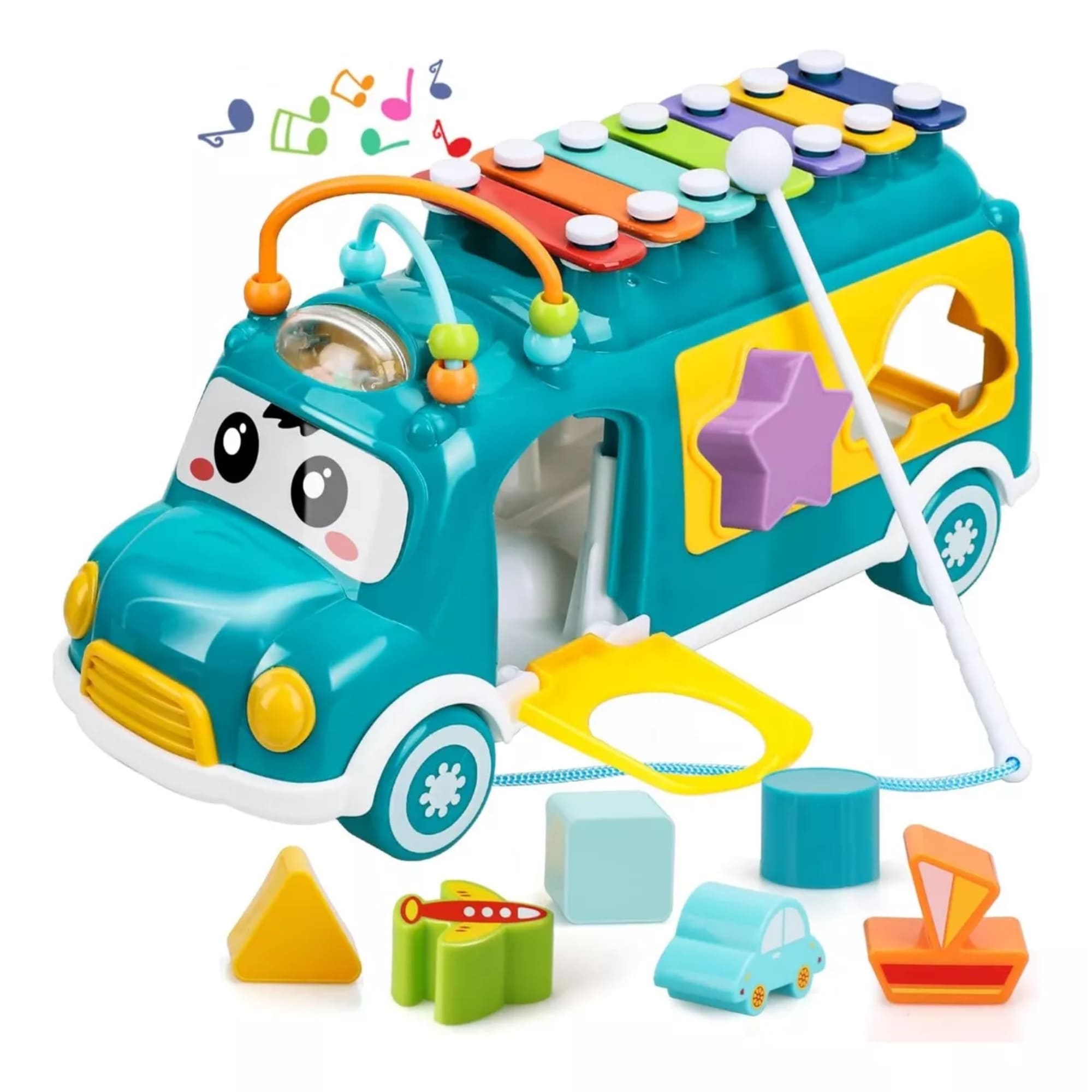 Brinquedo Ônibus Musical Verde com Xilifone Fenix - FBB-738VD