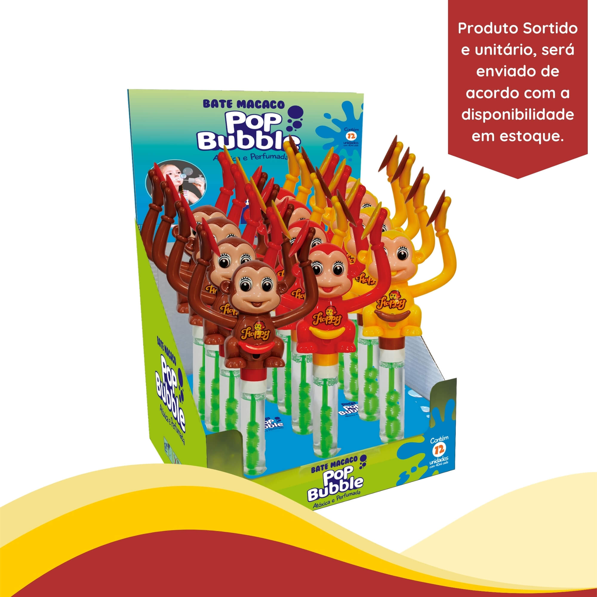 Brinquedo Infantil 1 Pop Bubble Bate Macaco Cores Sortidas Unitário Fenix - DPB-421