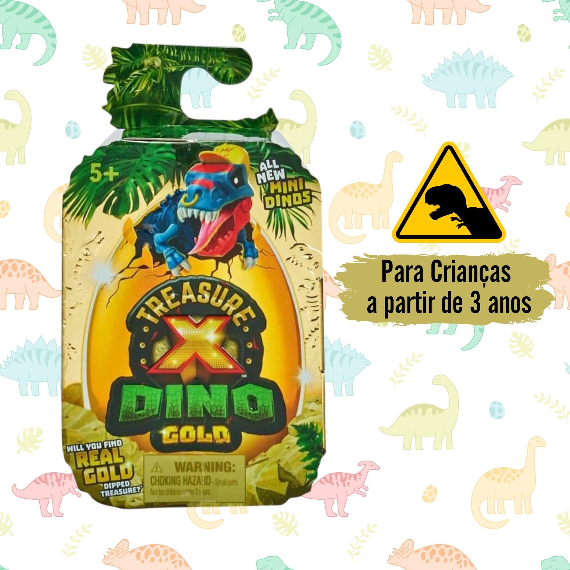 Brinquedo Infantil Mini Dinossauros Gold Single Moose Treasure X Sortidos Candide - 1638