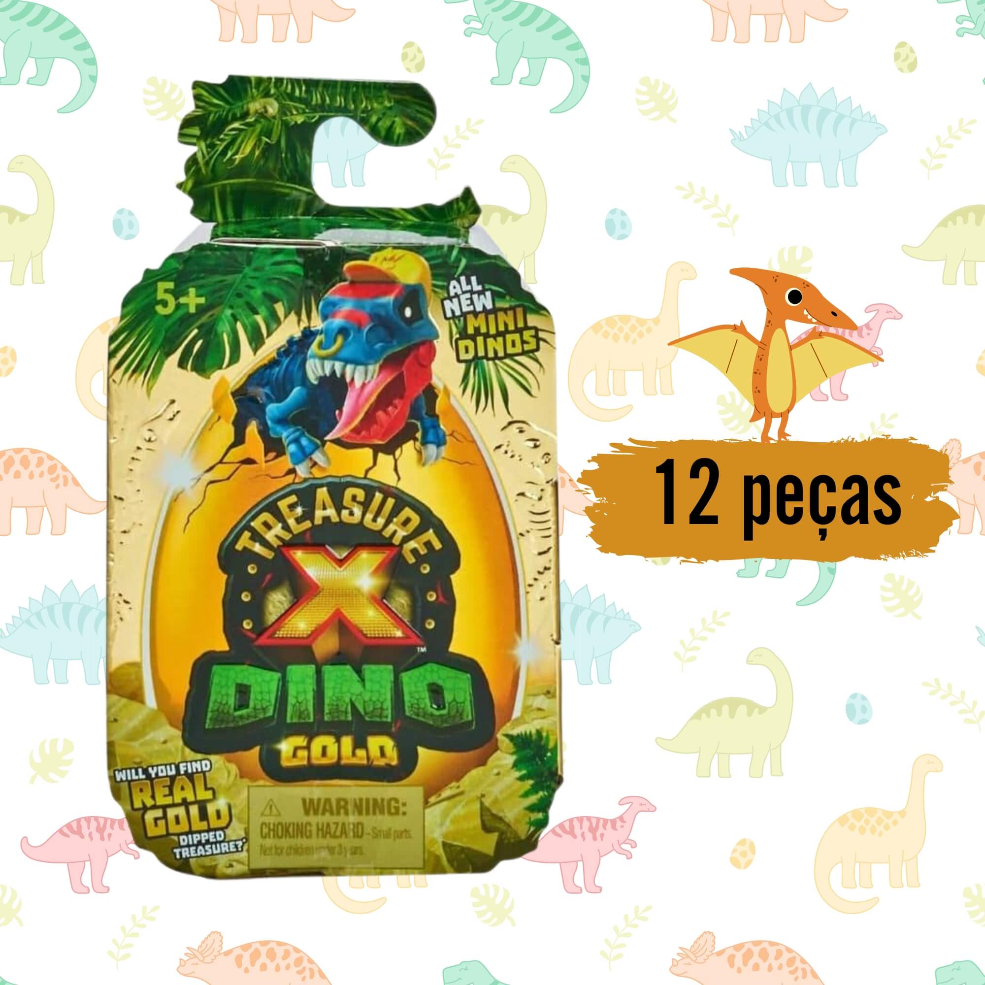Brinquedo Infantil Mini Dinossauros Gold Single Moose Treasure X Sortidos Candide - 1638