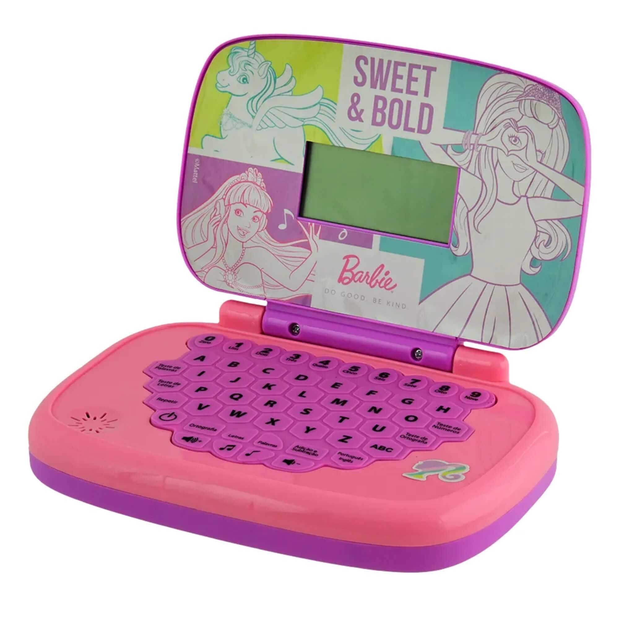 Brinquedo Laptop Minigame Infantil Educativo Barbie Bilíngue Candide - 1812