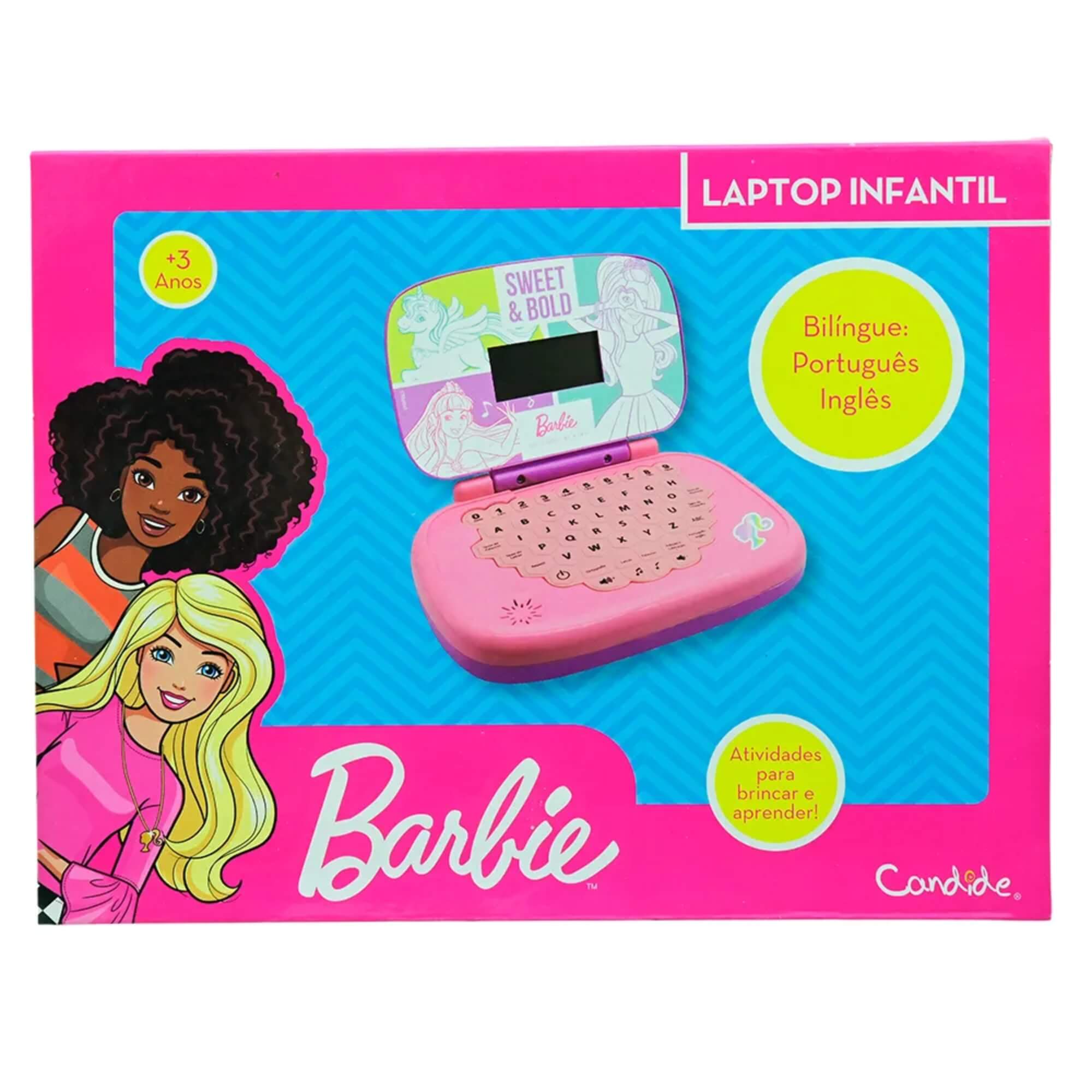 Brinquedo Laptop Minigame Infantil Educativo Barbie Bilíngue Candide - 1812