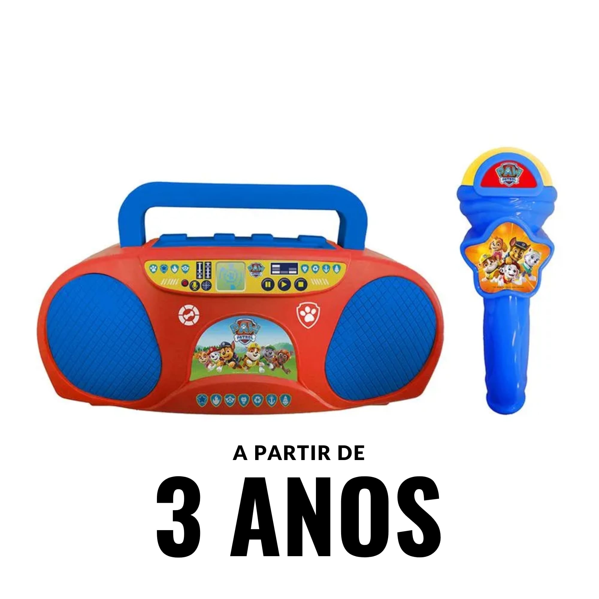 Brinquedo Boombox e Karaoke da Patrulha Canina Infantil com Microfone Incluso - Candide 1971